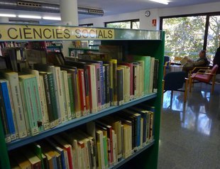 Detall de la biblioteca comarcal de Banyoles, estrenada ara fa 17 anys en un primer pis d'un bloc de la Vila Olímpica.
