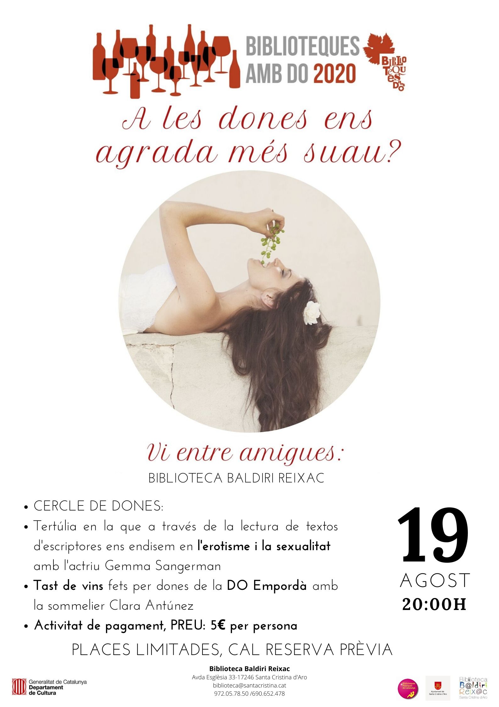 Cartell activitat Biblioteques amb DO 2020: A les dones ens agrada més suau?