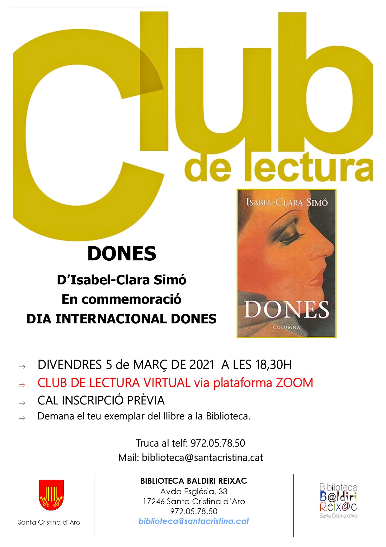 Cartell Club de Lectura virtual del llibre Dones d'isabel-Clara Simó