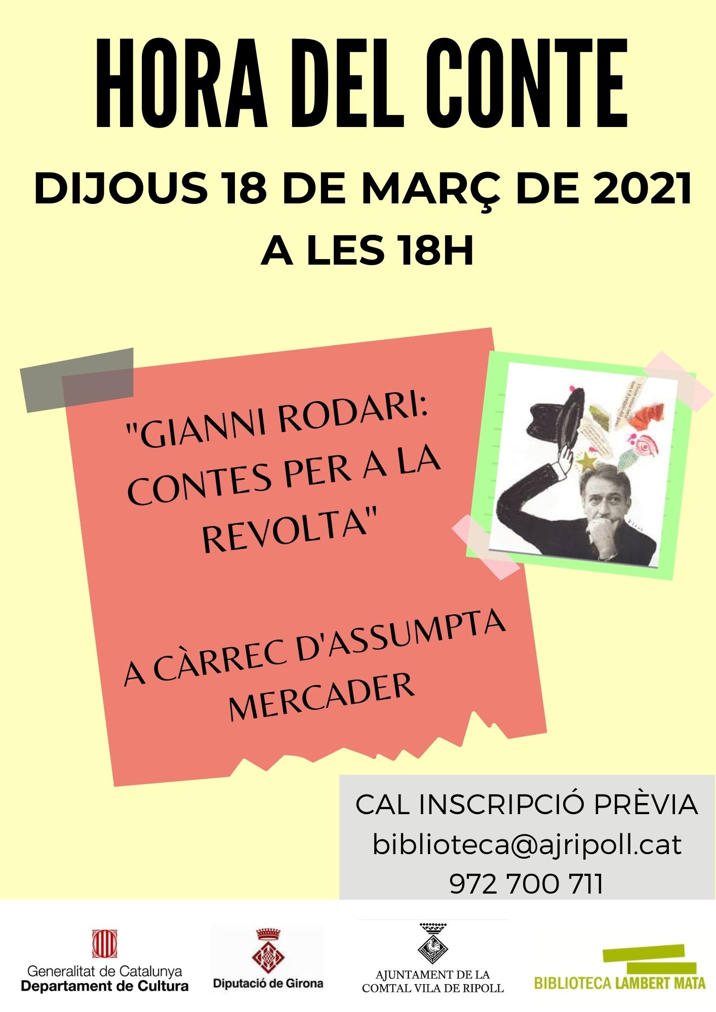 Cartell Hora del conte Giani Rodari: contes per a la revolta