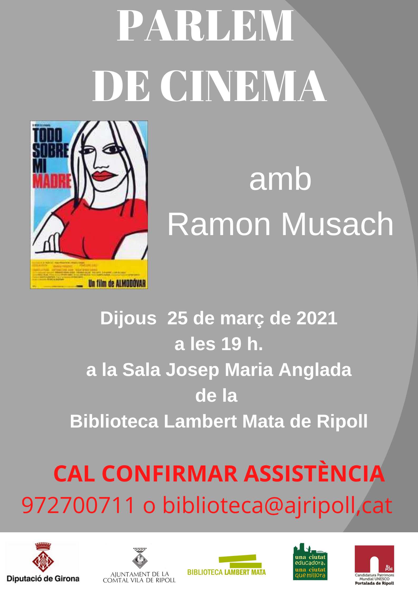 Cartell parlem de cinema Todo sobre tu madre