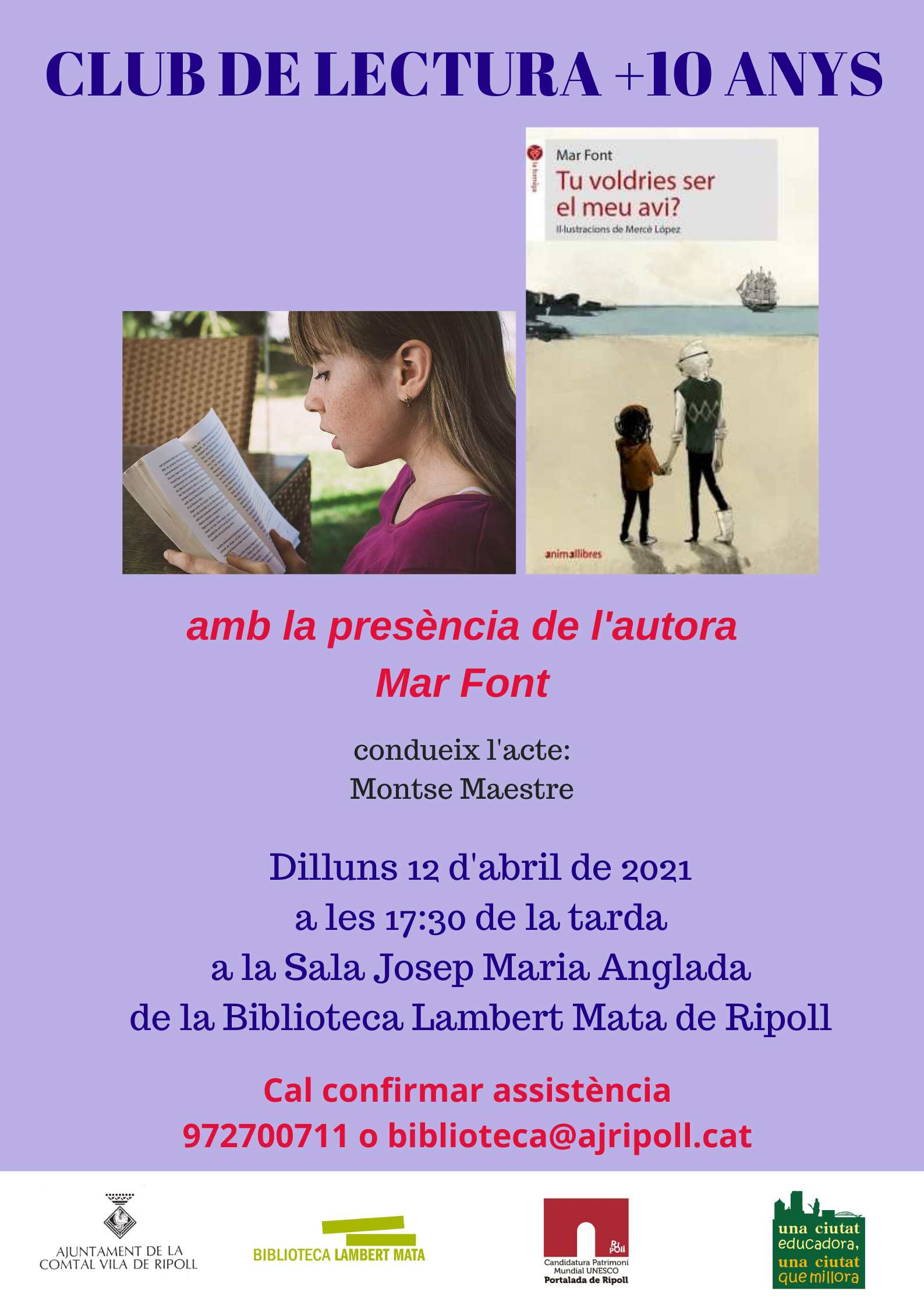 Cartell: Club de lectura +10 Tu voldries ser el meu avi?