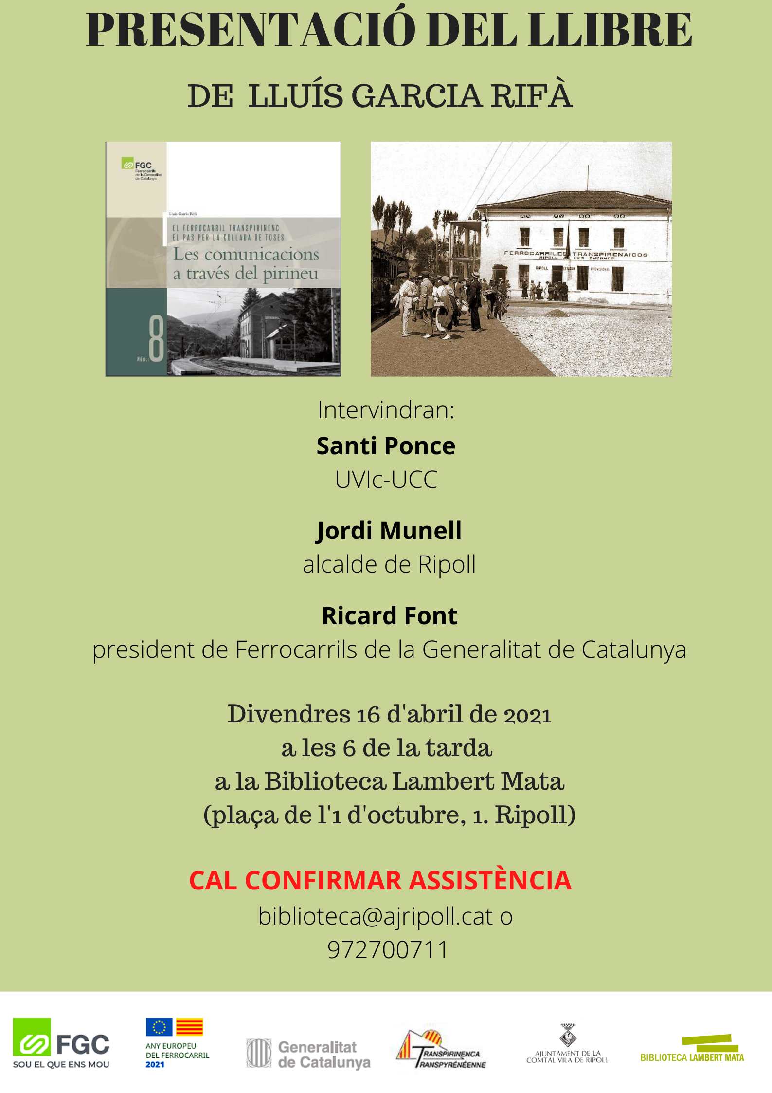Cartell: presentació llibre "Les comunicacions a través del Pirineu"...