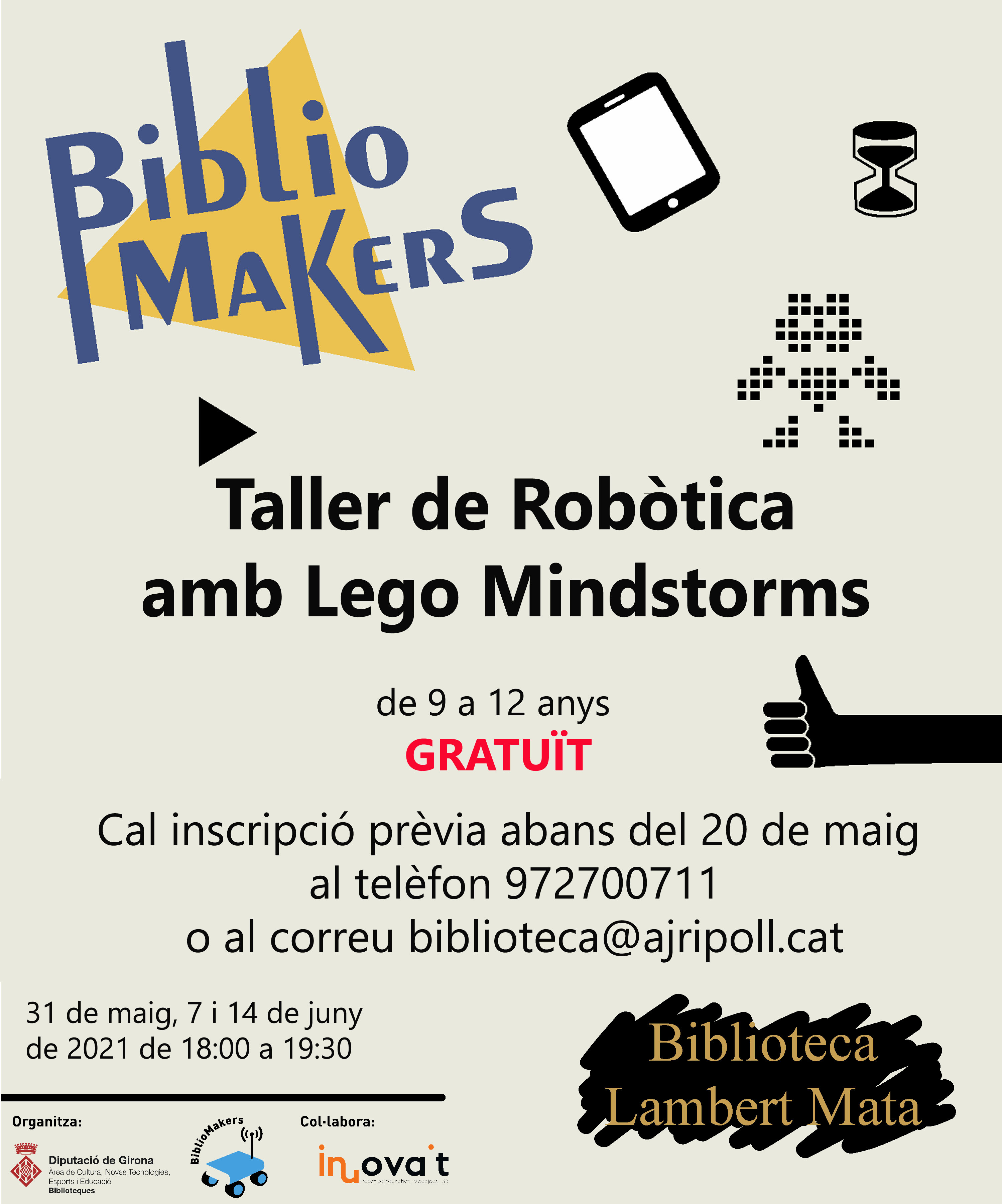 Cartell Bibliomakers 2021 Robòtica dilluns Ripoll