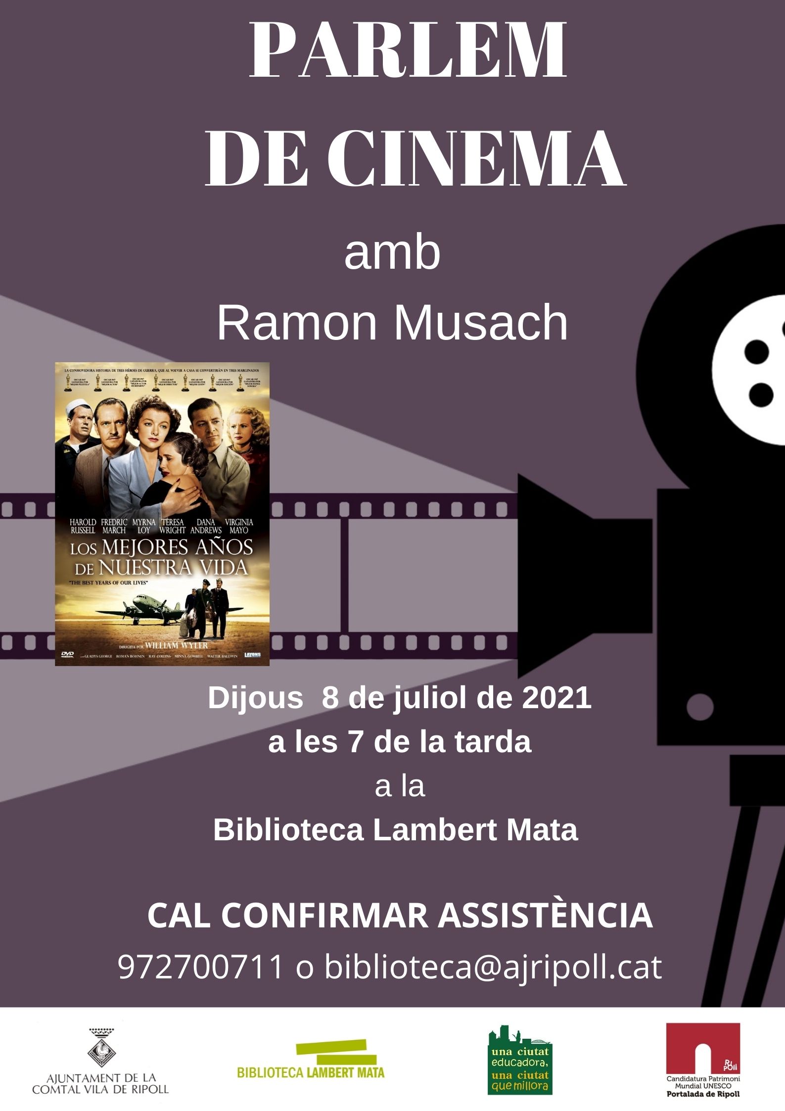 Cartell: Parlem de cinema 8 de juliol Ripoll