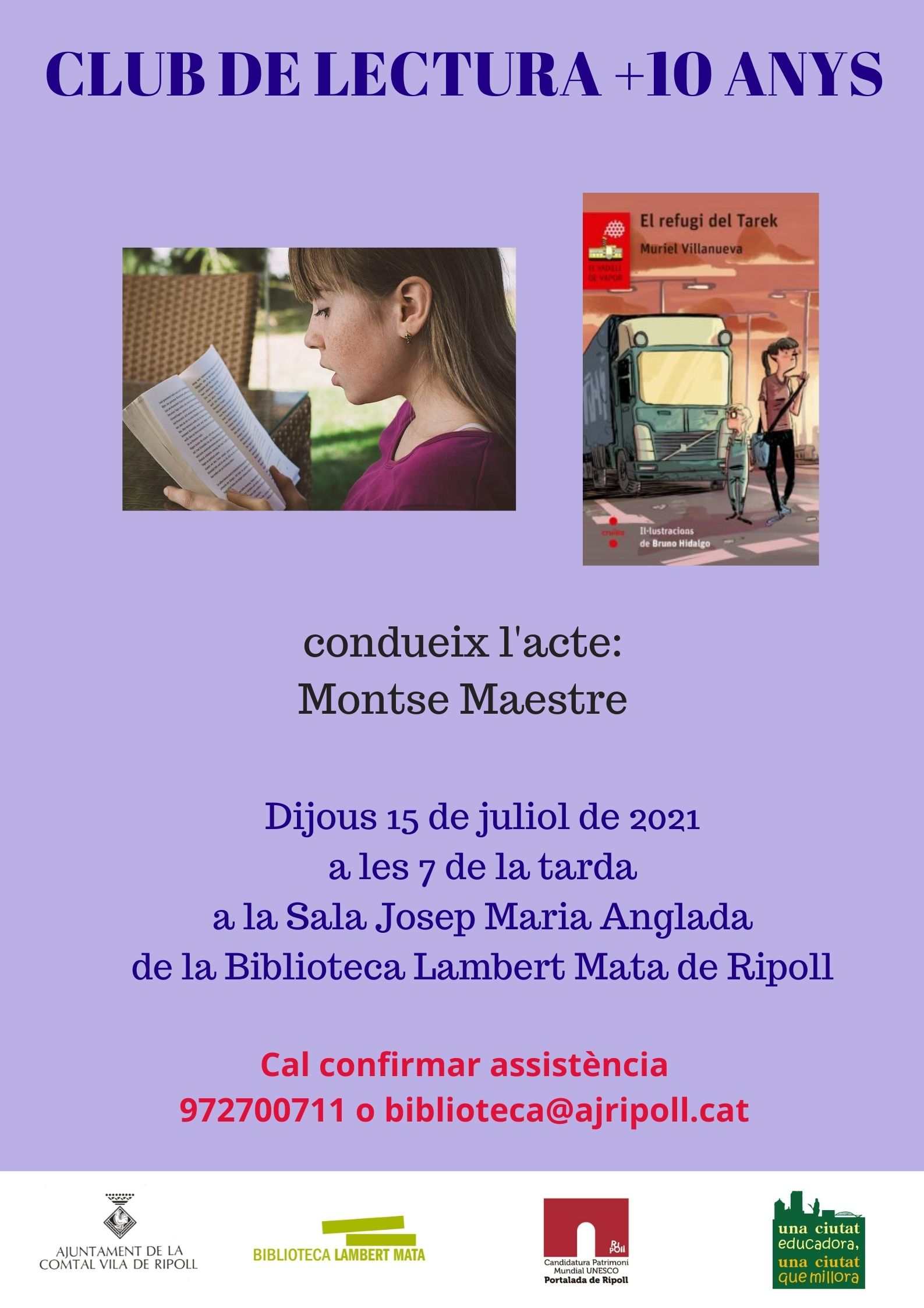 Cartell club de lectura +10 El refugi del Tarek