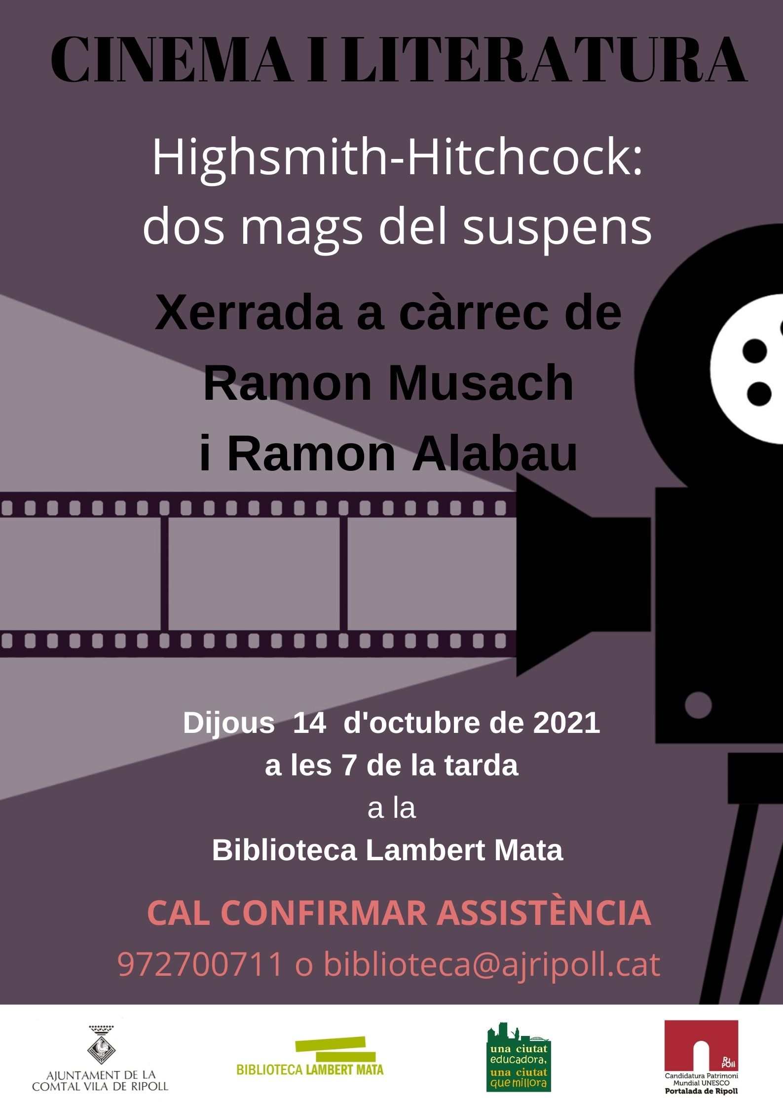 Cartell cinema i literatura Highsmith-Hitchcock