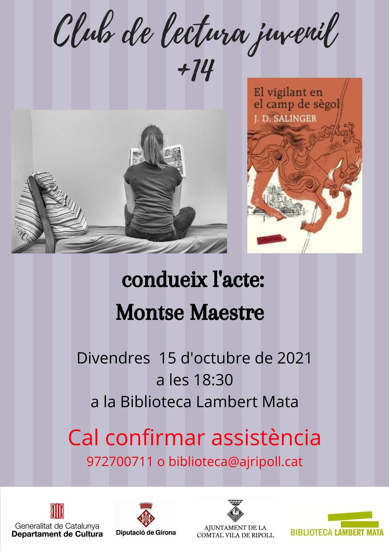 Cartell: Club de lectura +14 El Vigilant en el camp de sègol de J.D Salinger