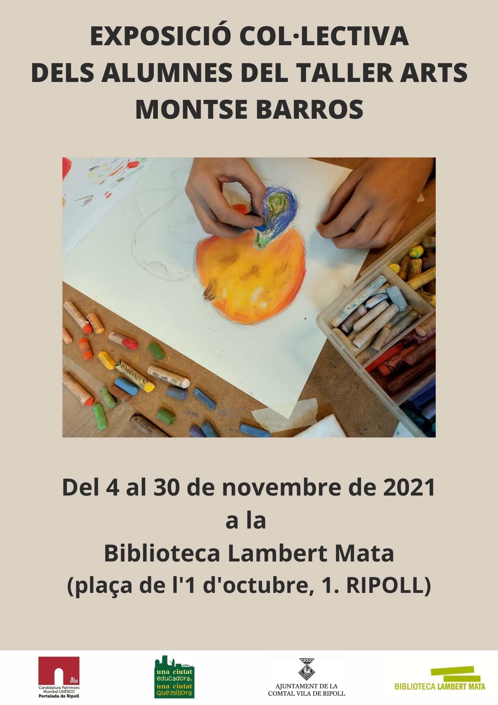 Cartell: exposició col·lectiva dels alumnes del taller Montse Barros