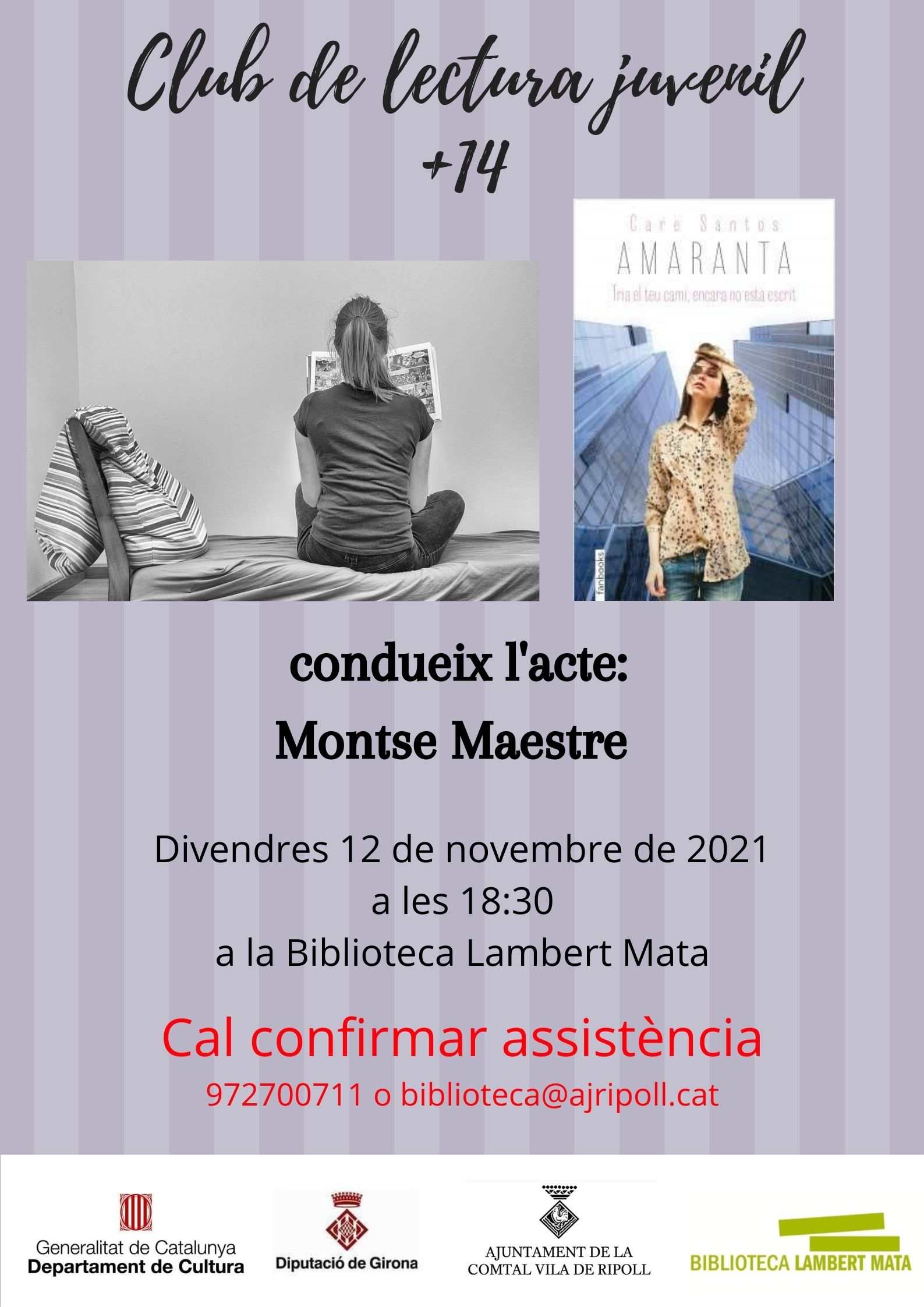 Cartell club de lectura +14 Amaranta