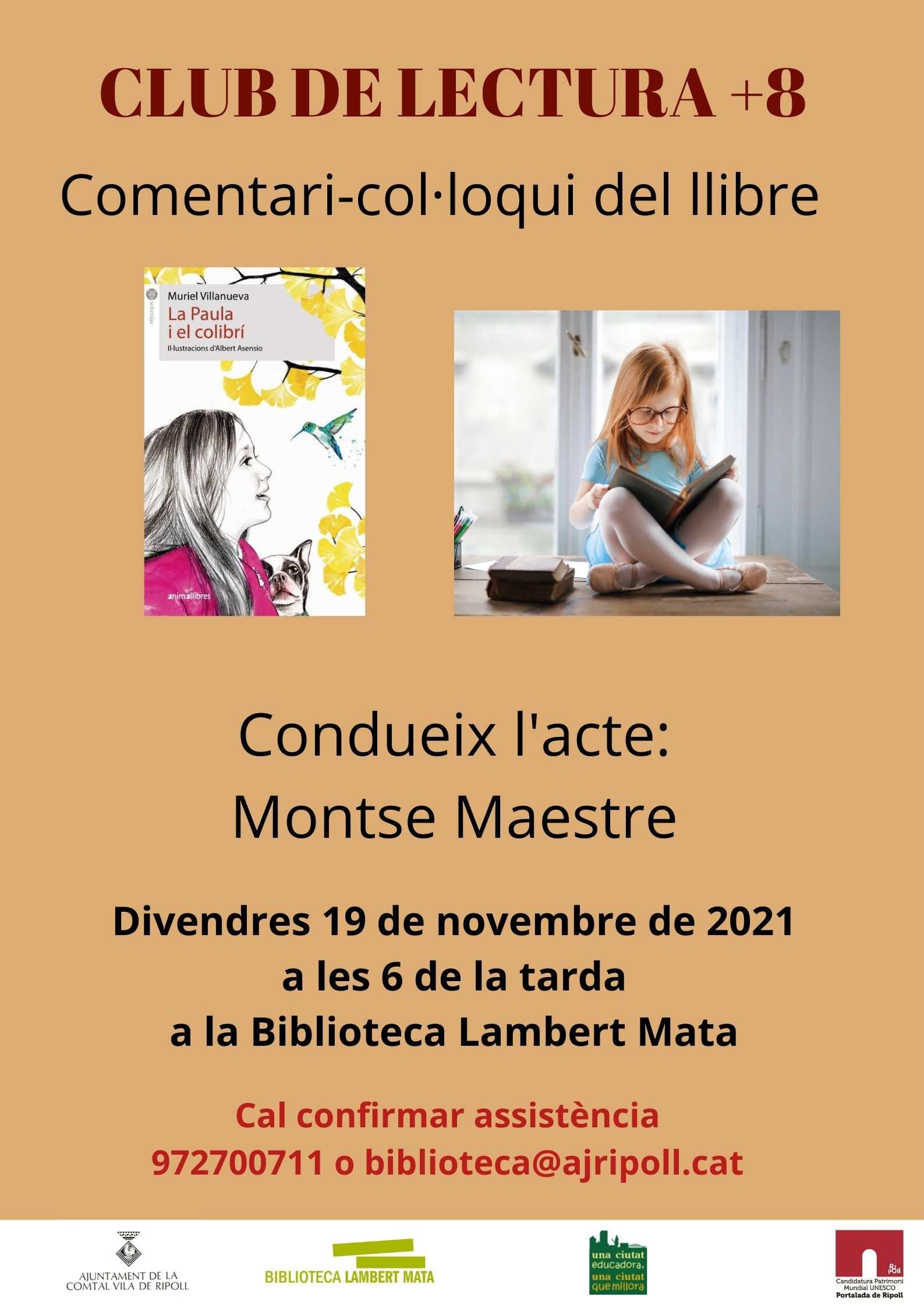 Cartell club de lectura +8 La Paula i el colibrí