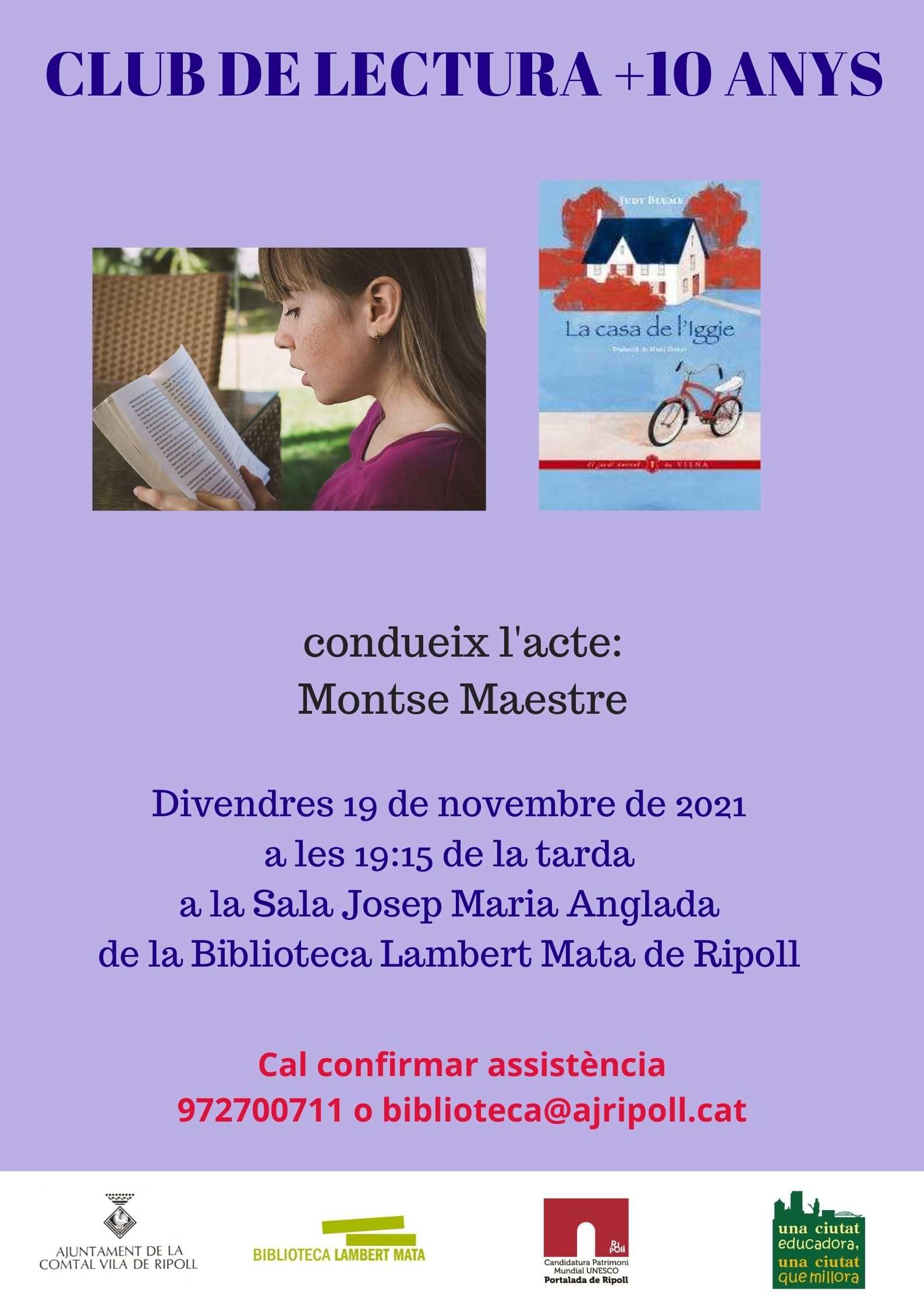 Cartell club de lectura +10 La Casa de l'Iggie