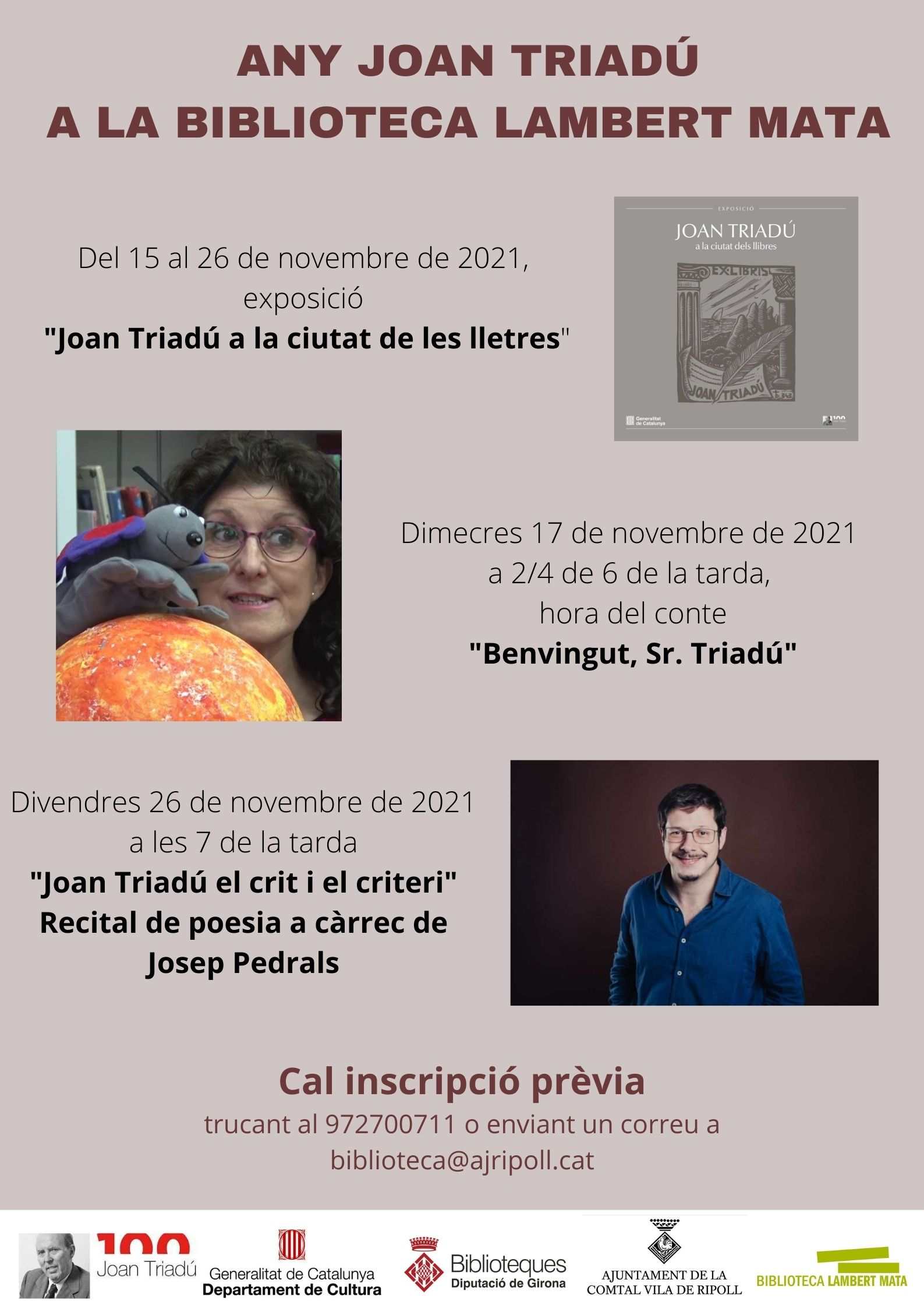 Cartell recital "Joan Triadú, el crit i el criteri"