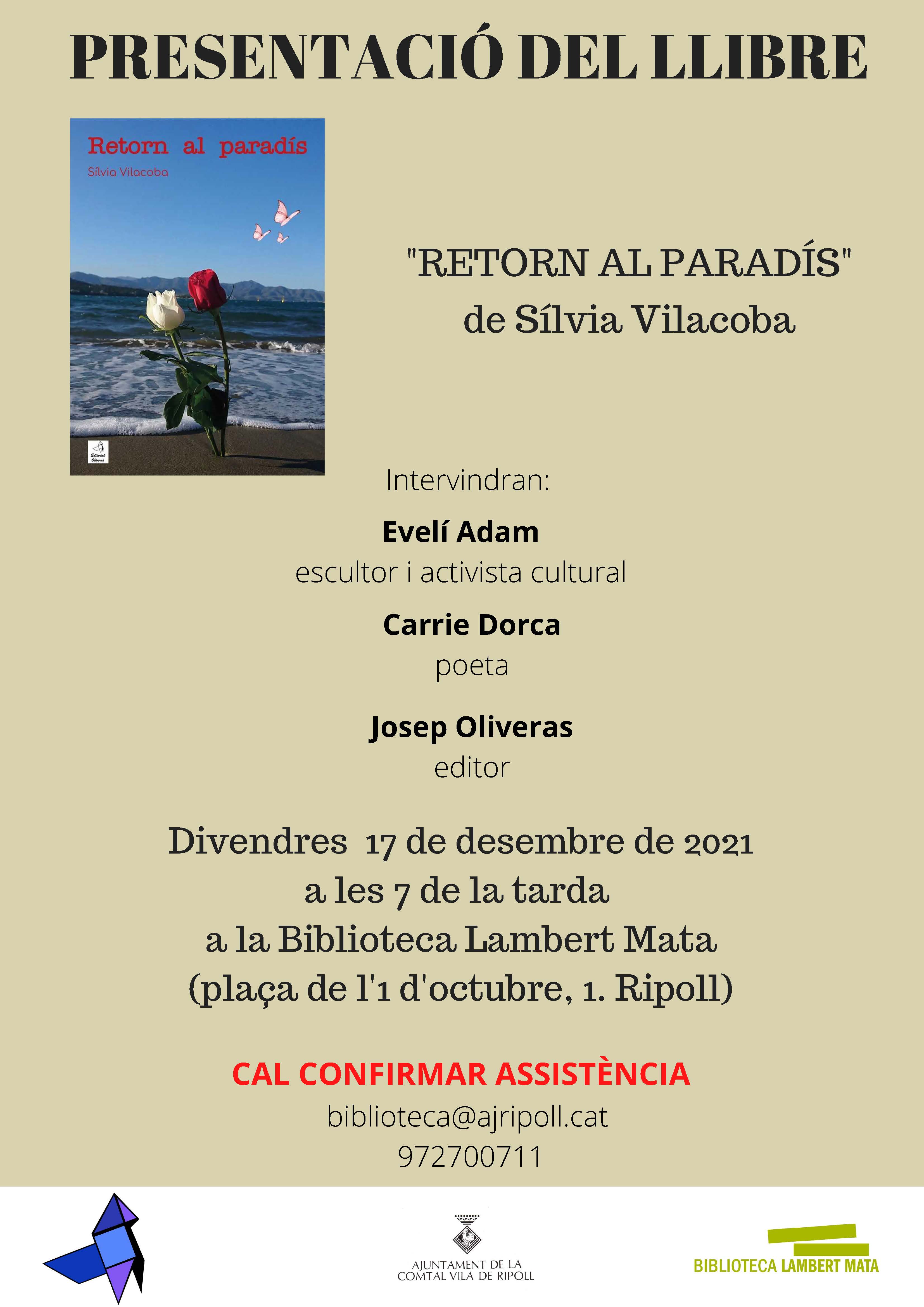 Cartell presentació Retorn al paradís, de Sílvia Vilacoba