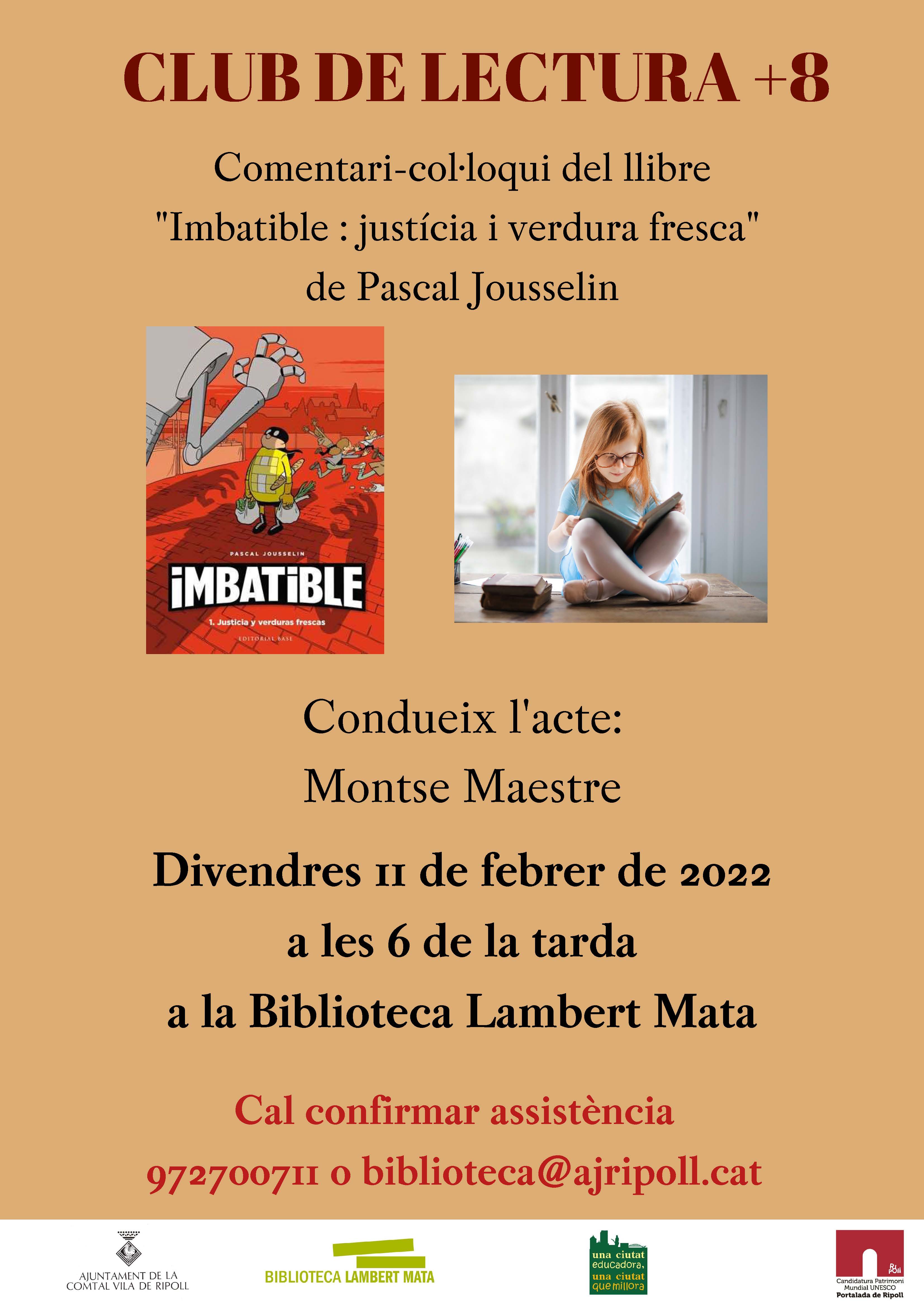 Cartell club de lectura +8  Imbatible  Ripoll
