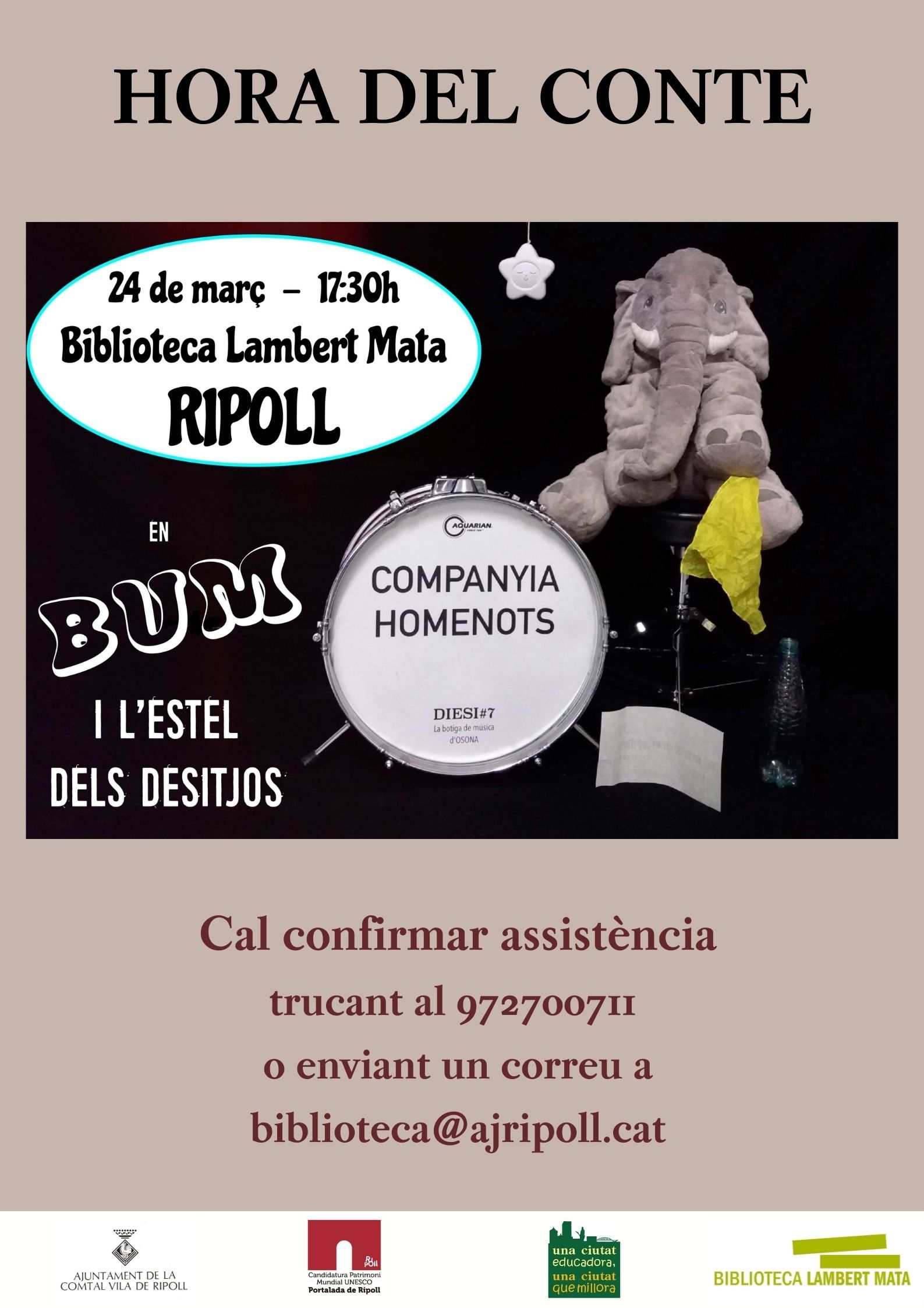 Cartell hora del conte "En Bum i l'estel de desitjos"