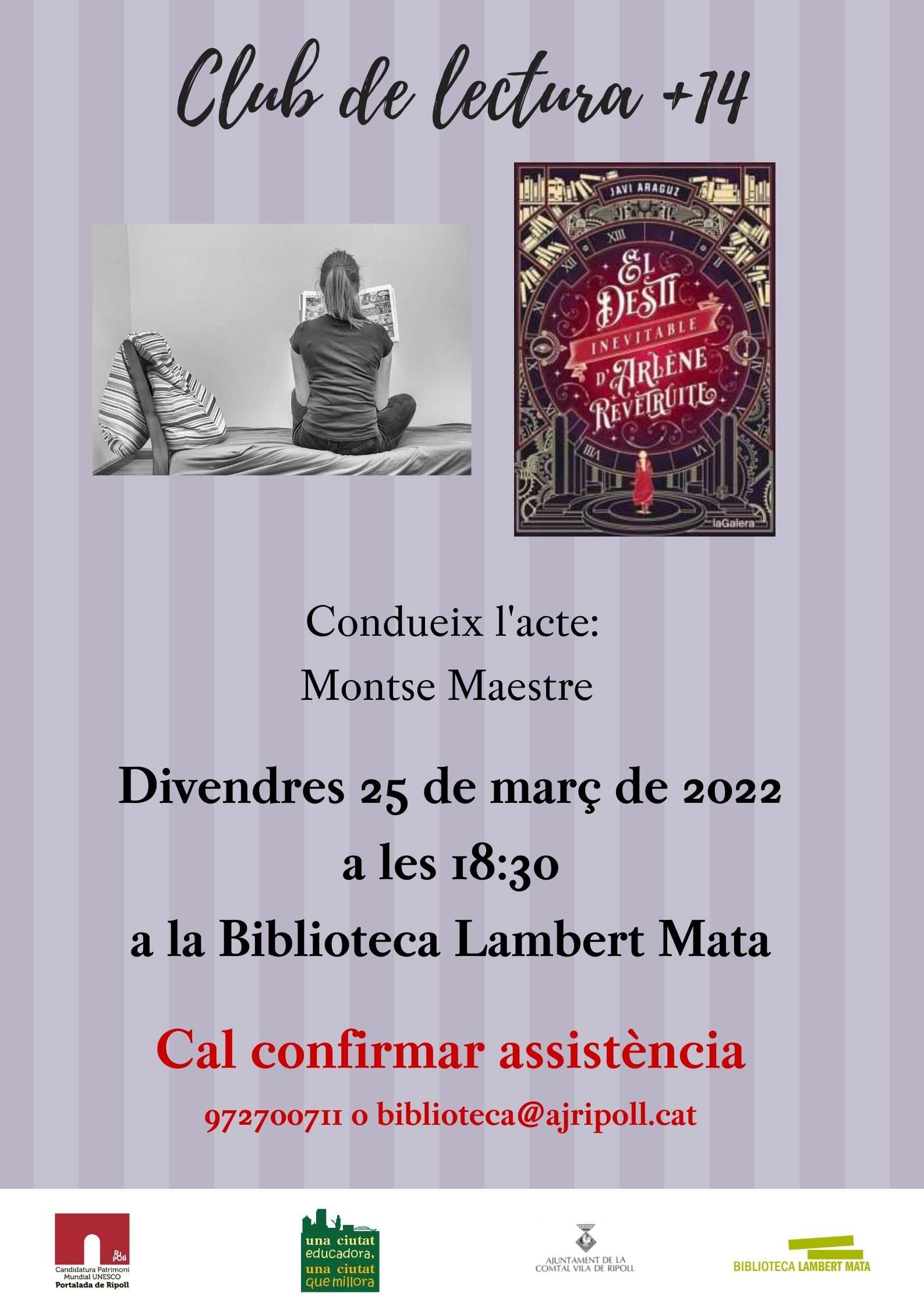 Cartell club de lectura +14 El destí inevitable d'Arlène Revetruite