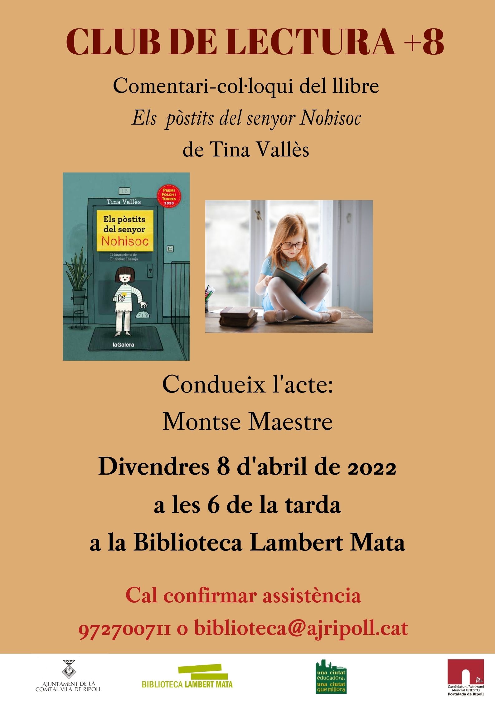 Cartell club de lectura +8 els póstits del senyor nohisoc