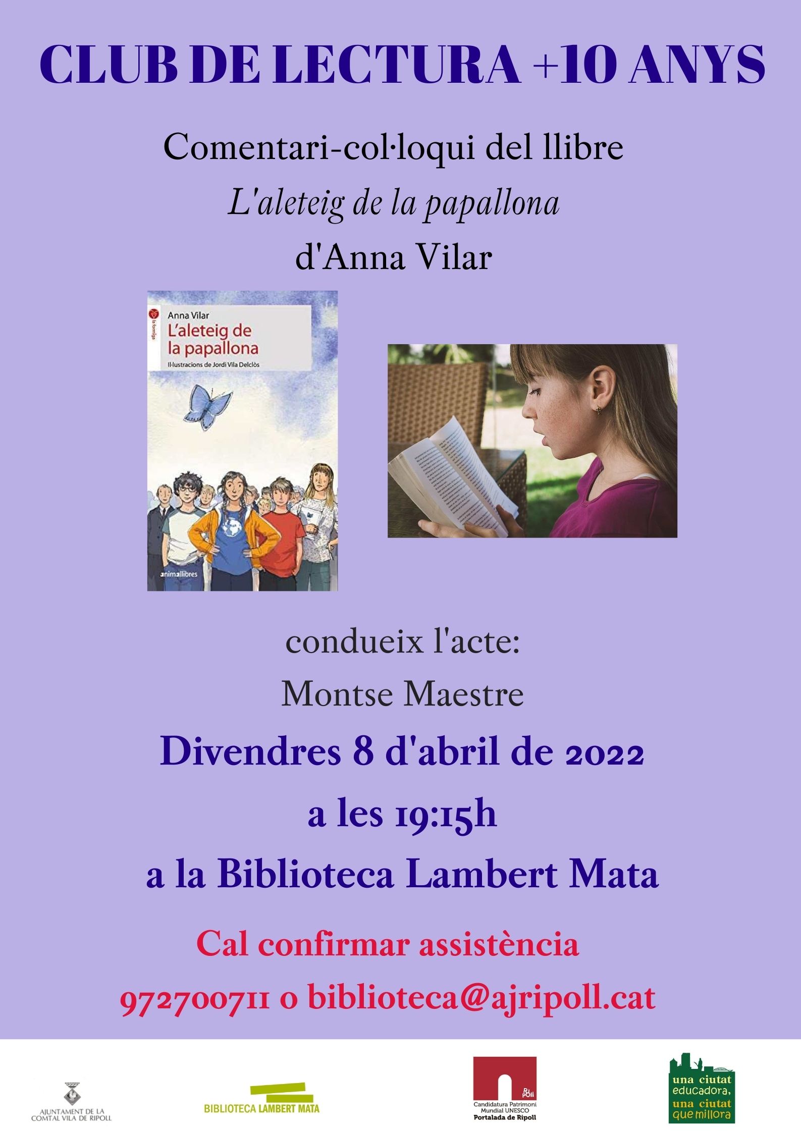 Cartell club de lectura +10 L'aleteig de la papallona