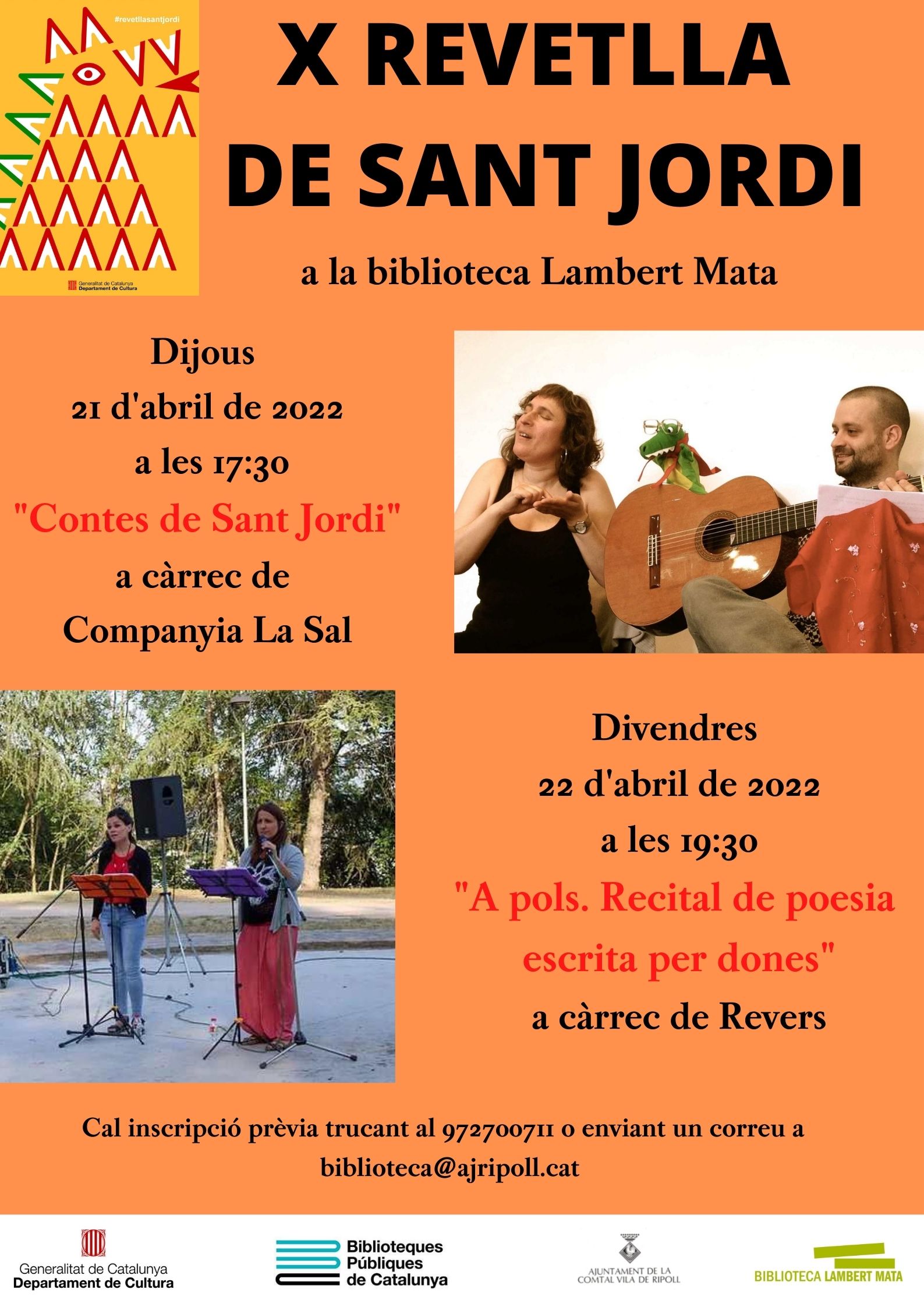 Cartell: Xrevetlla de Sant Jordi, "A pols" recital de poesia