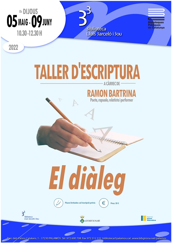 Cartell del taller d'escriptura "El diàleg"