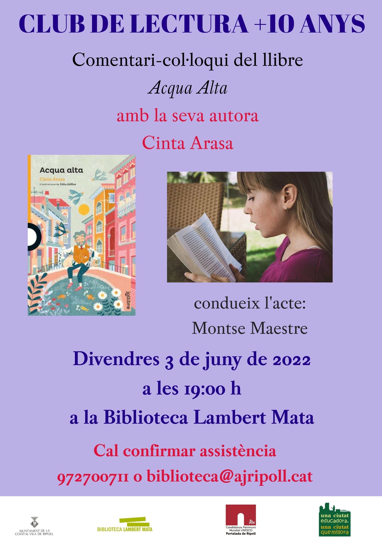 Cartell club de lectura +10 Acqua alta