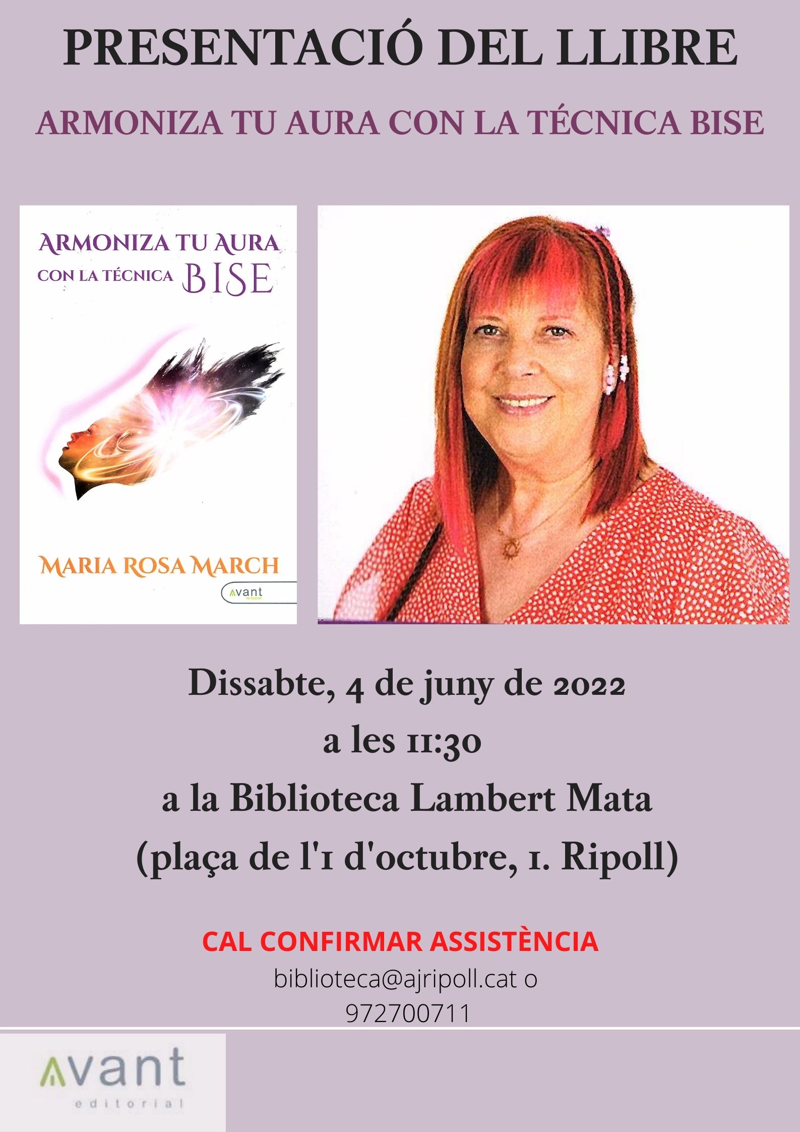 Cartell presentació llibre Armoniza tu aura