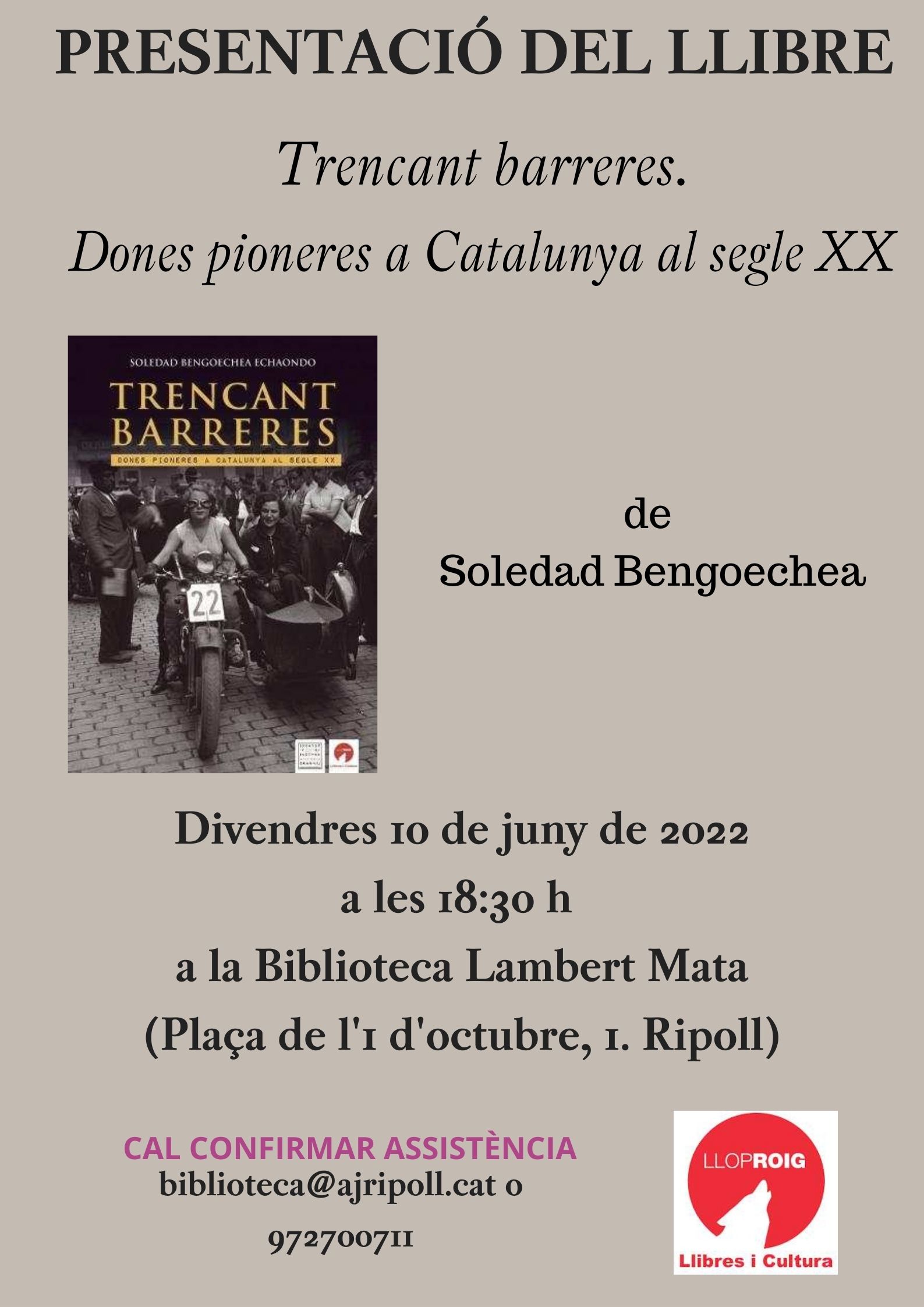 Cartell presentació llibre Trencant barreres