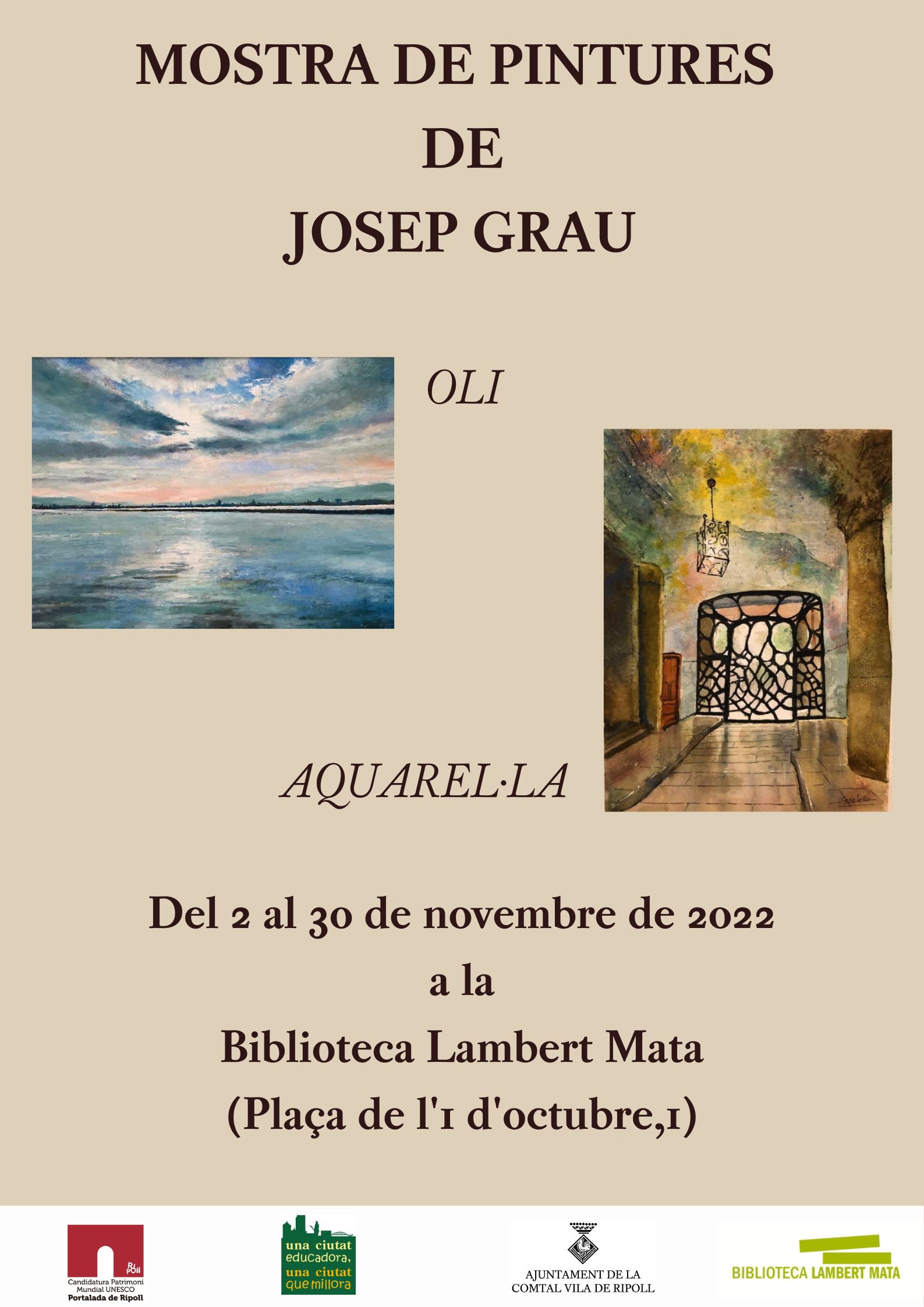 Cartell exposició mostra quadres Josep Grau a Ripoll