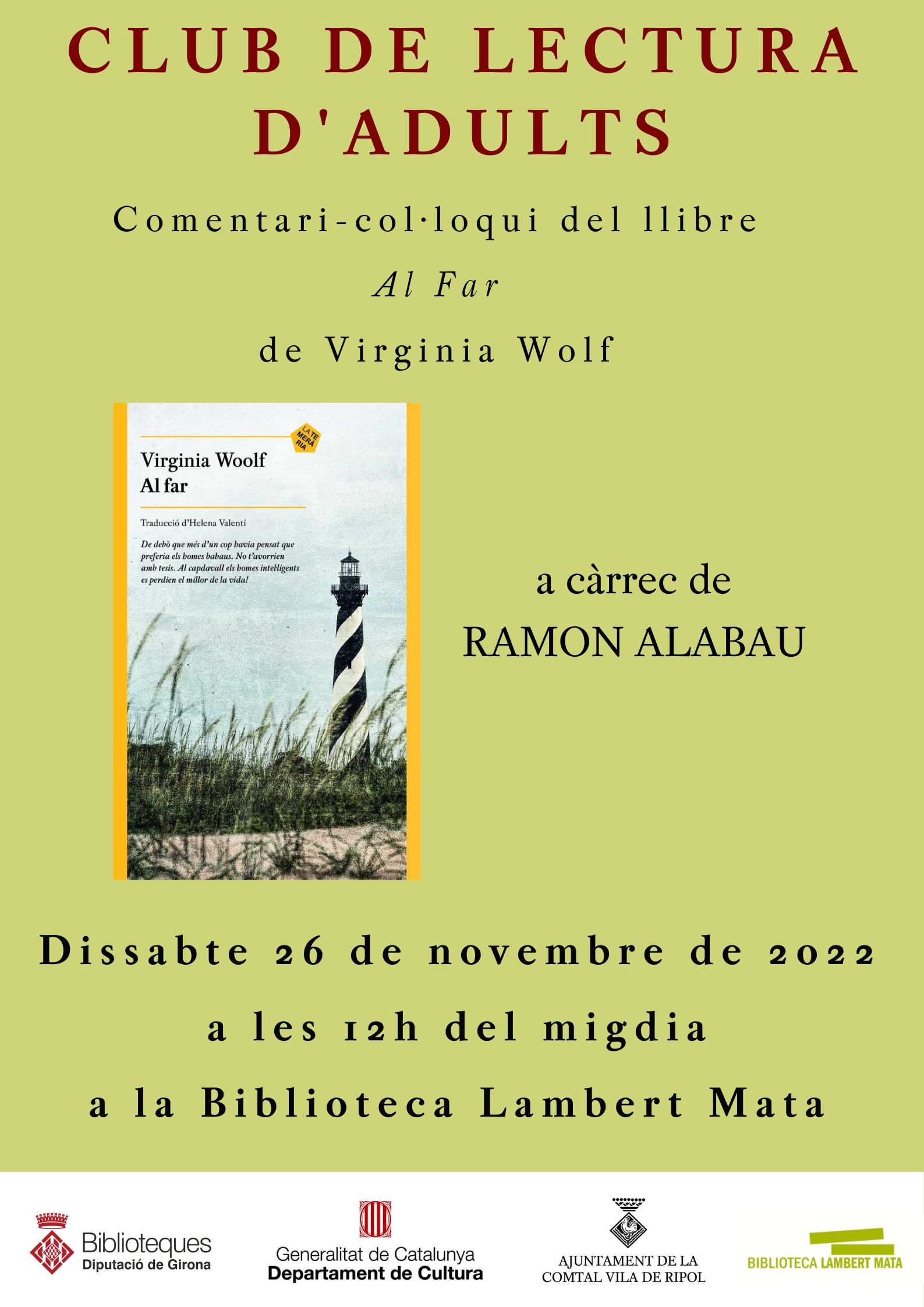 Cartell club de lectura adults Al far Ripoll