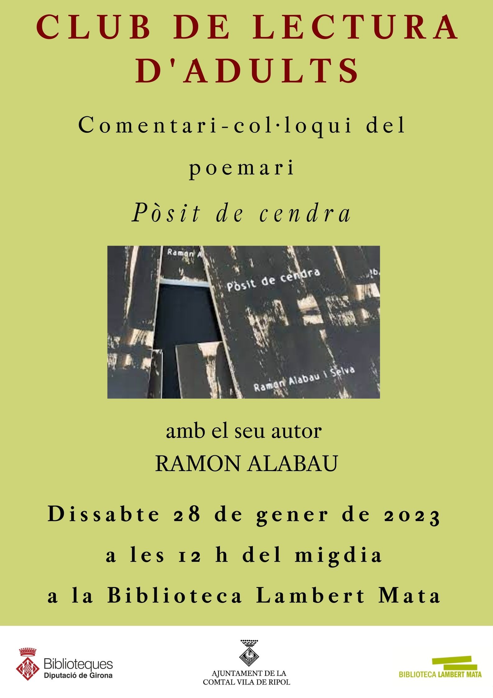 Cartell club de lectura Pòsit de cendra