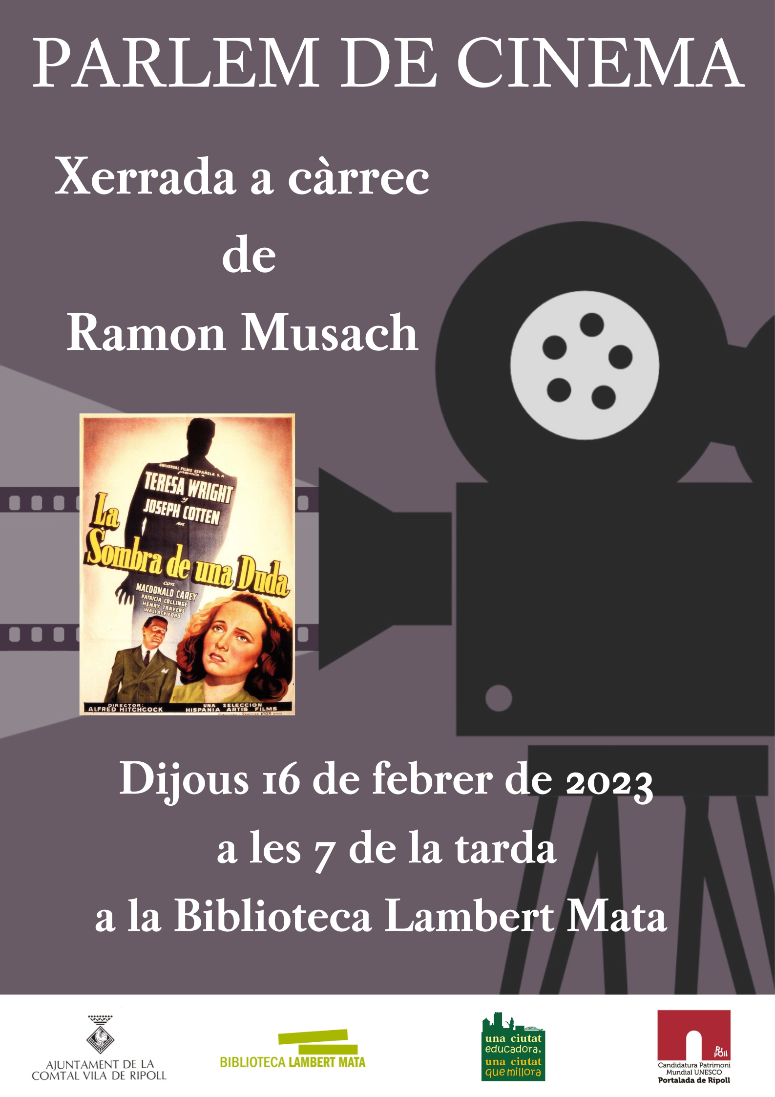 Cartell: parlem de cinema "la sombra de  una duda"