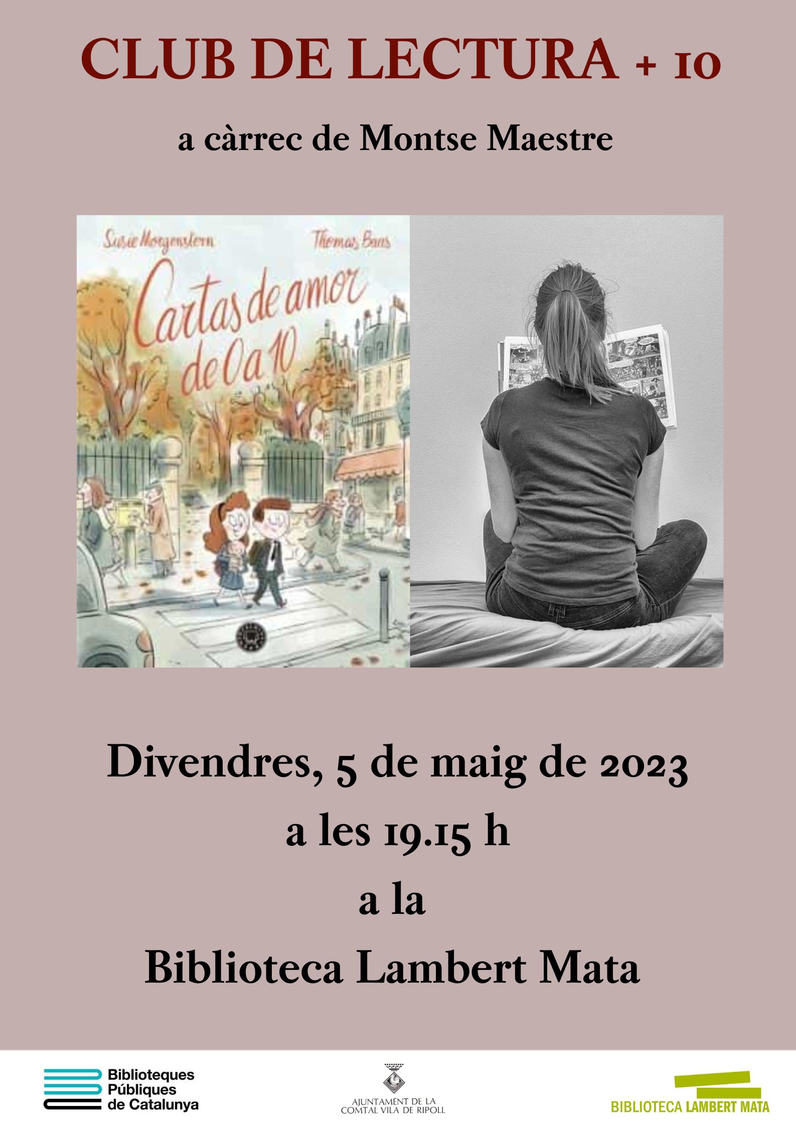 Cartell club de lectura +10 Cartes d'amor de 0 a 10