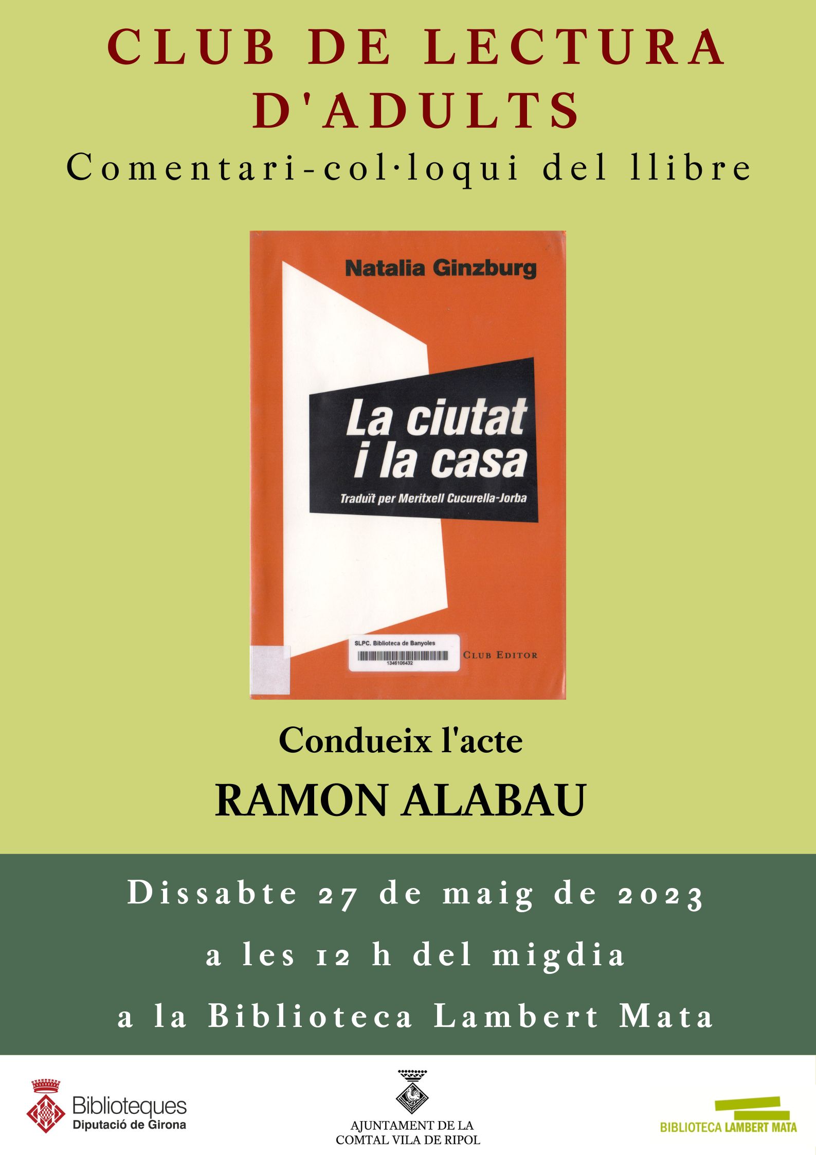 Cartell club de lectura Adults "La ciutat i la casa" 