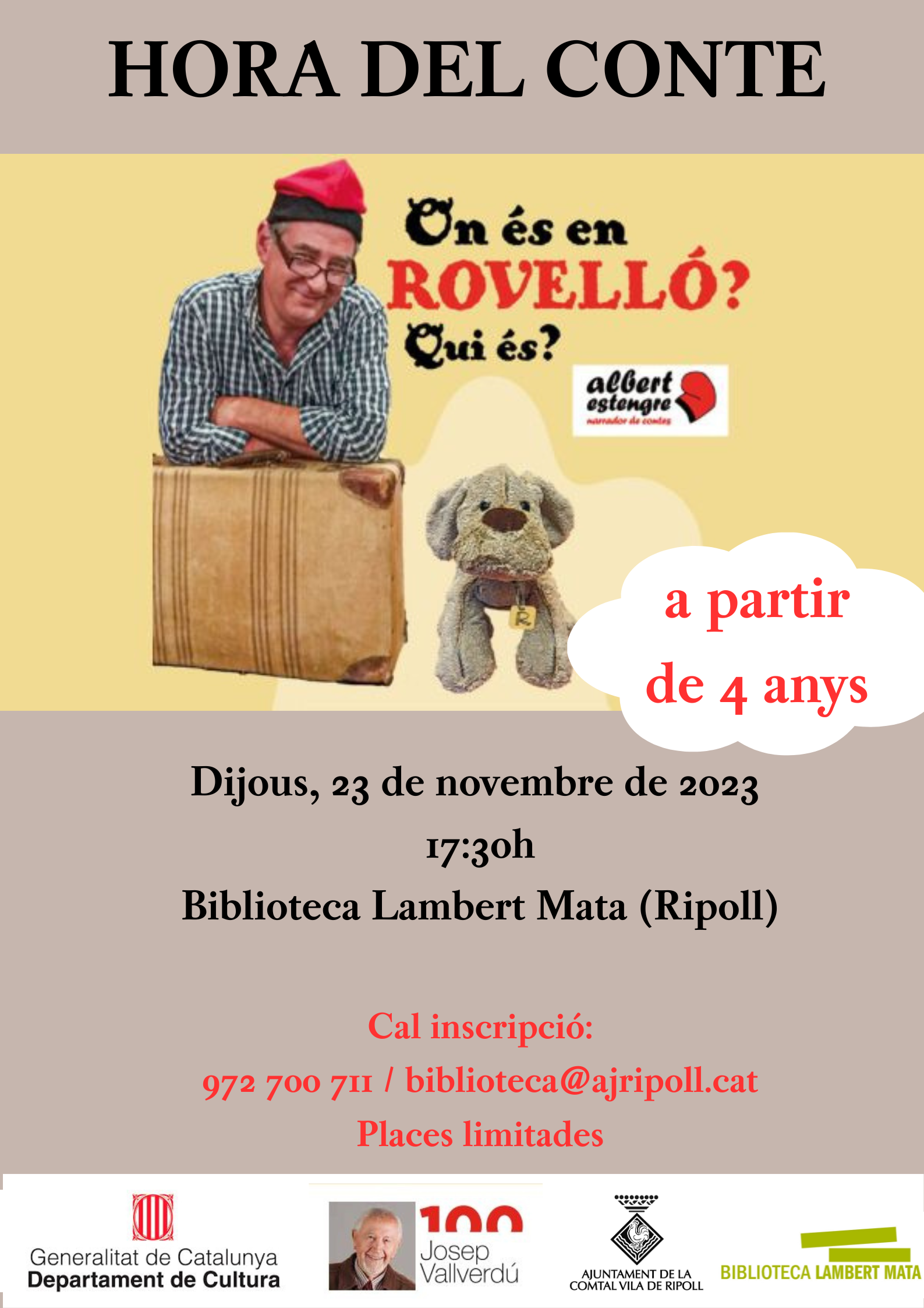 Cartell Hora del conte On és en Rovelló?
