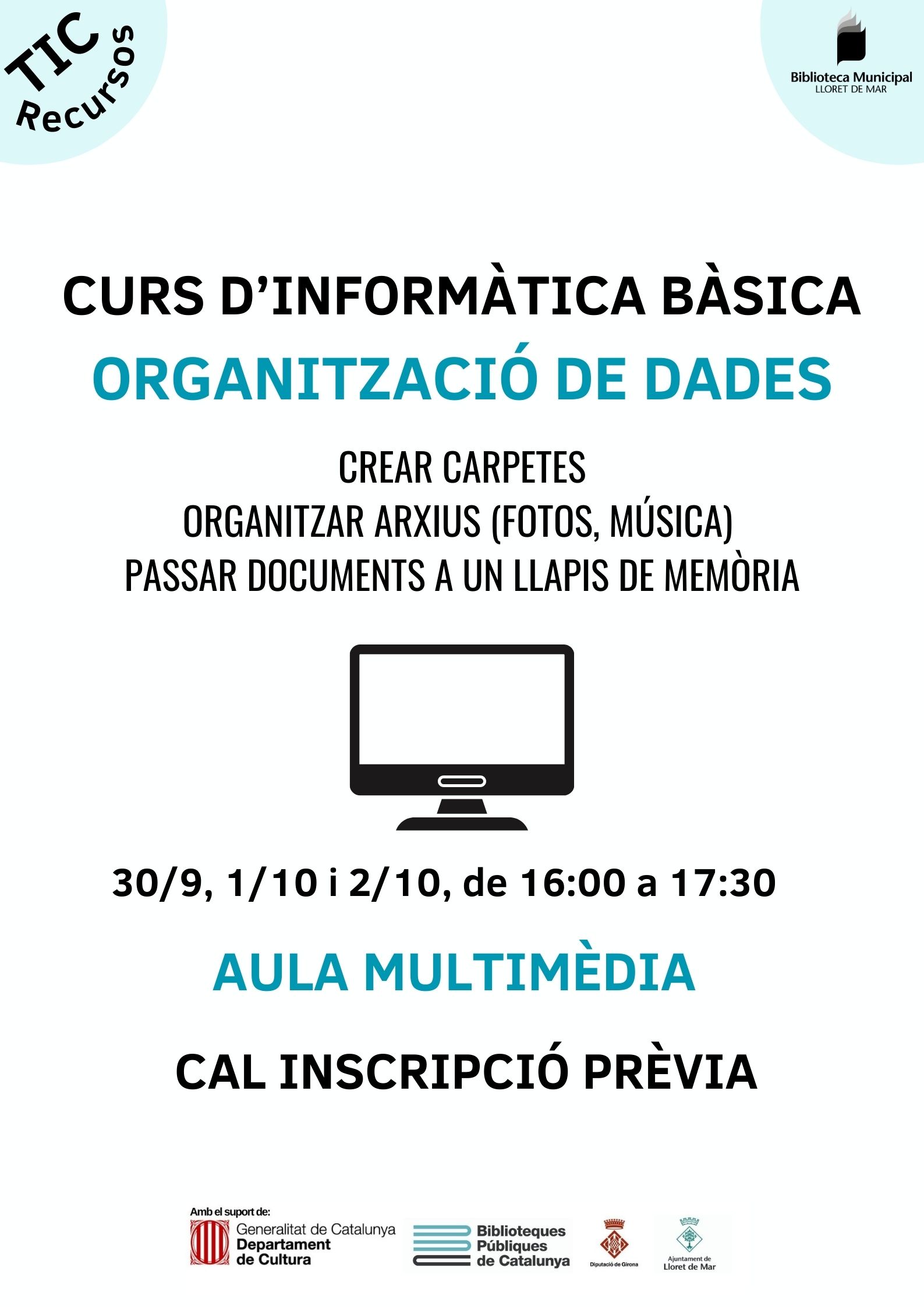 Curs d'informàtica Bàsica. Organització de dades