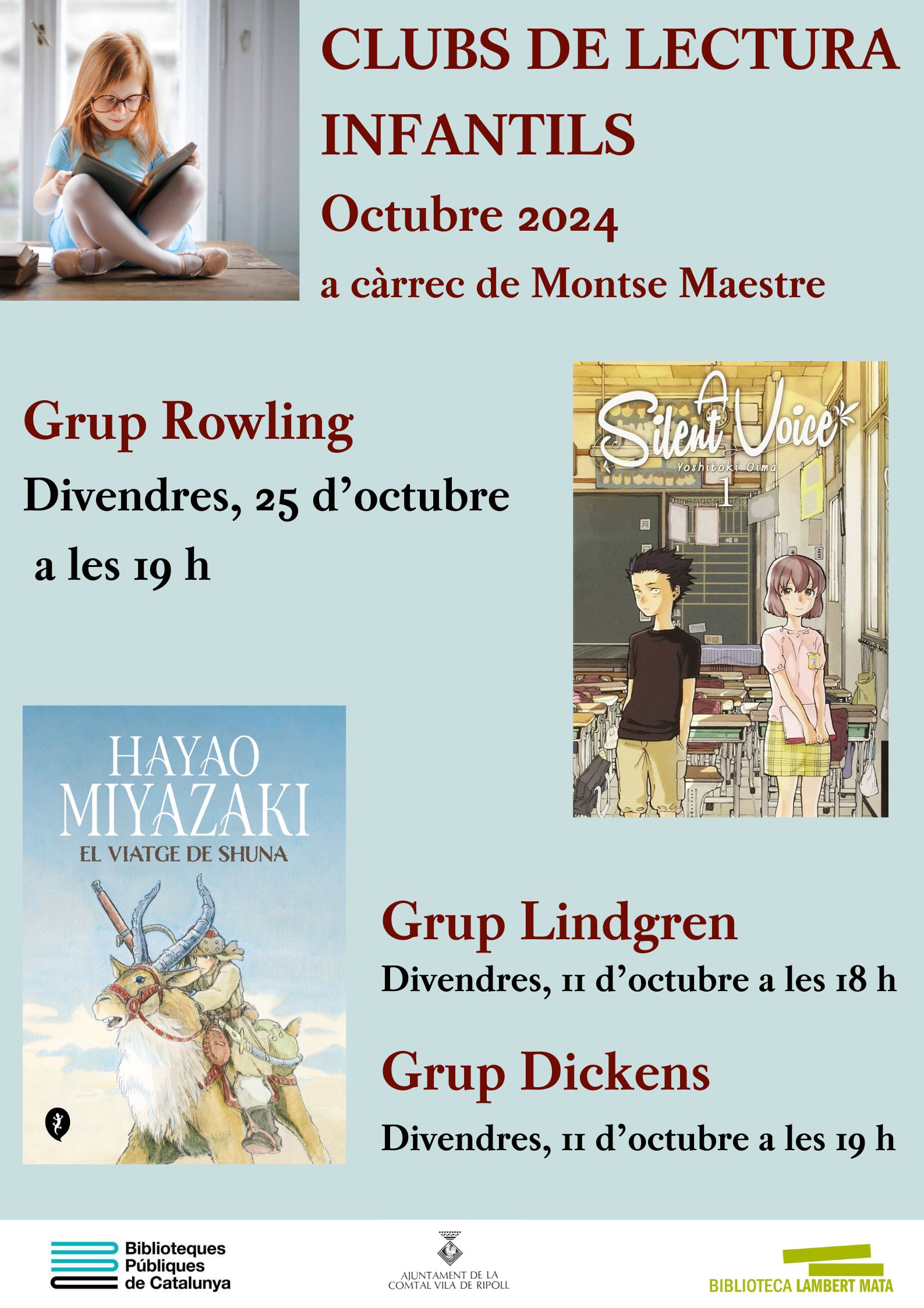 Cartell clubs de lectura infantils OCTUBRE 2024 RIPOLL