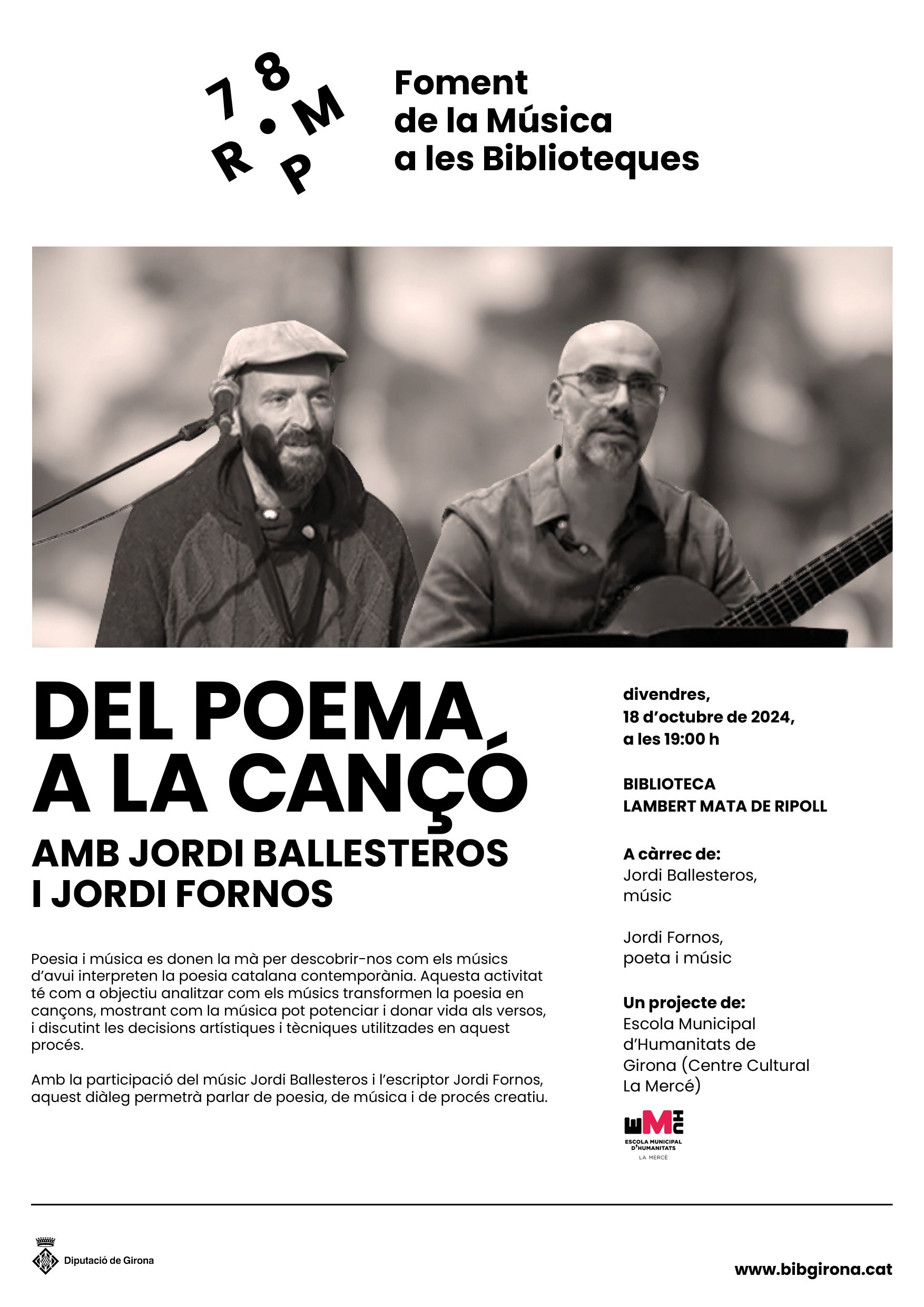 Cartell: del poema a la canço a Ripoll