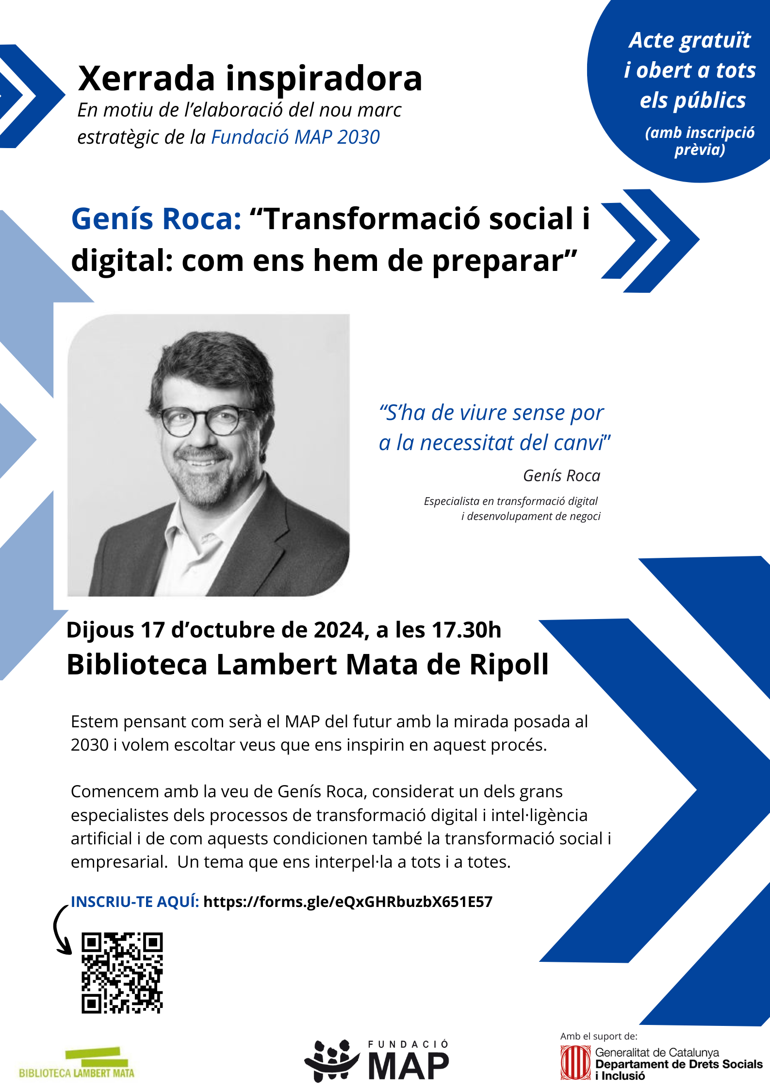 Cartell: xerrada Genís Roca fundació MAP 