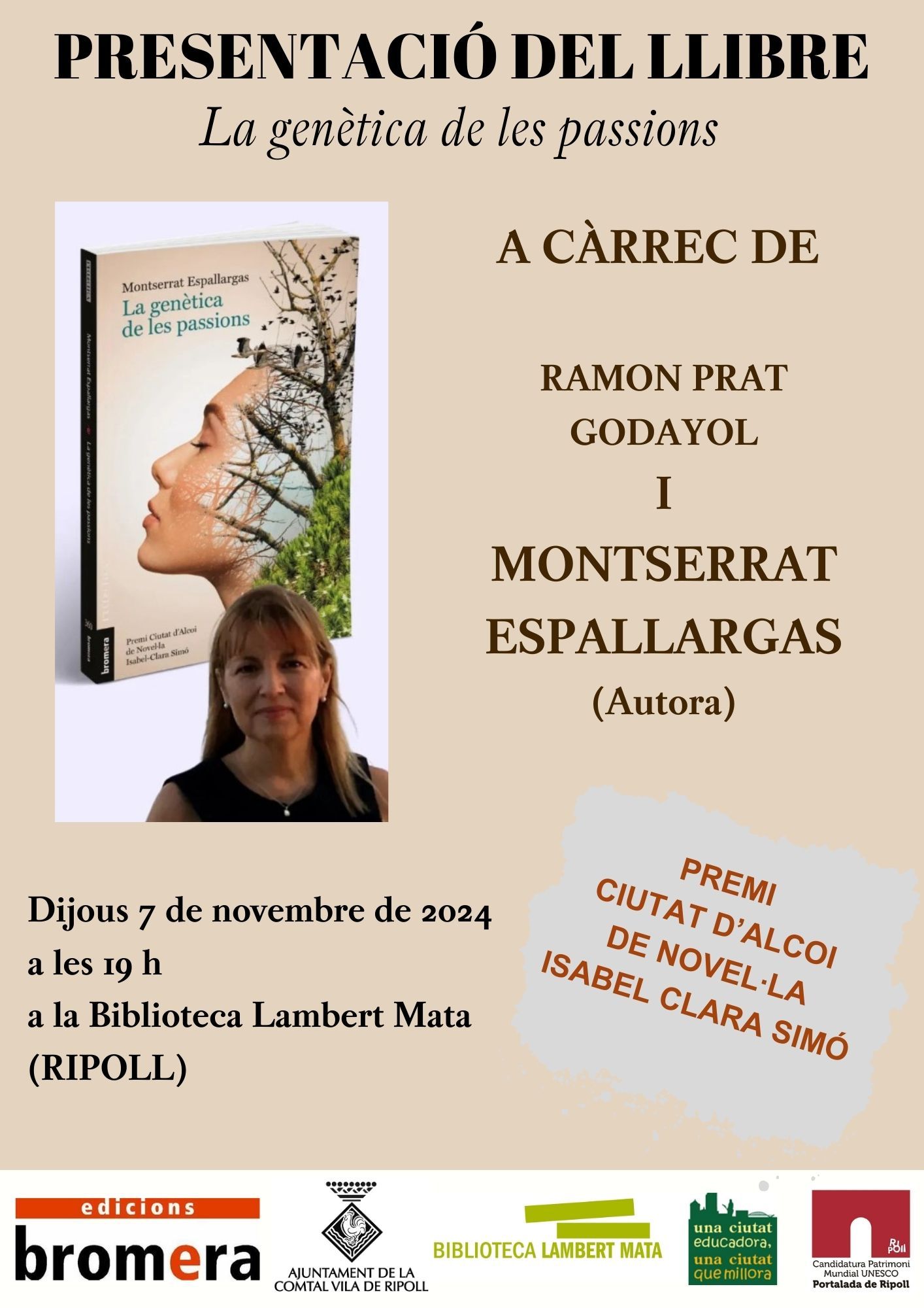 Cartell: presentació llibre La Genètica de les passions