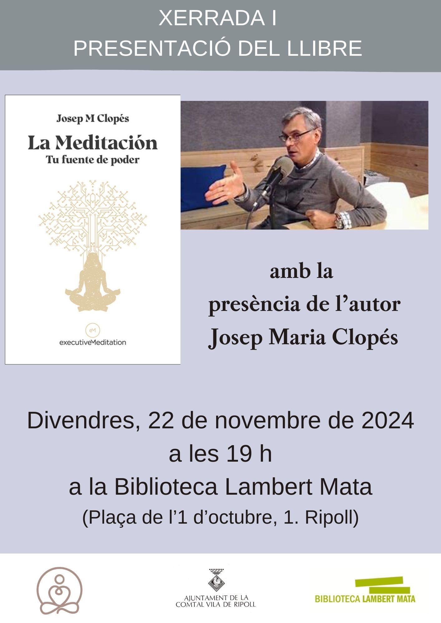 Cartell presentació Llibre Josep Maria Clopés, novembre Ripoll