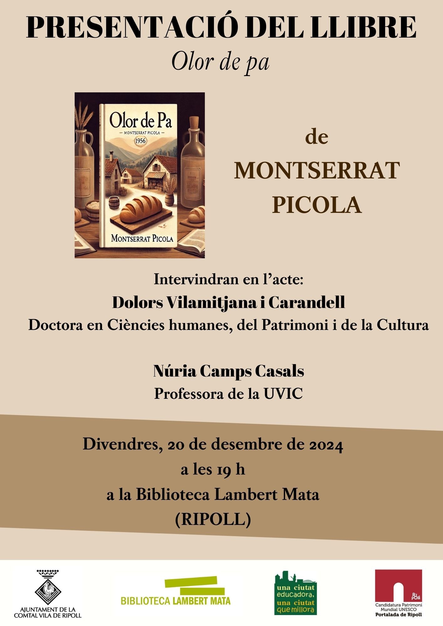 Cartell presentació Olor de pa a Ripoll