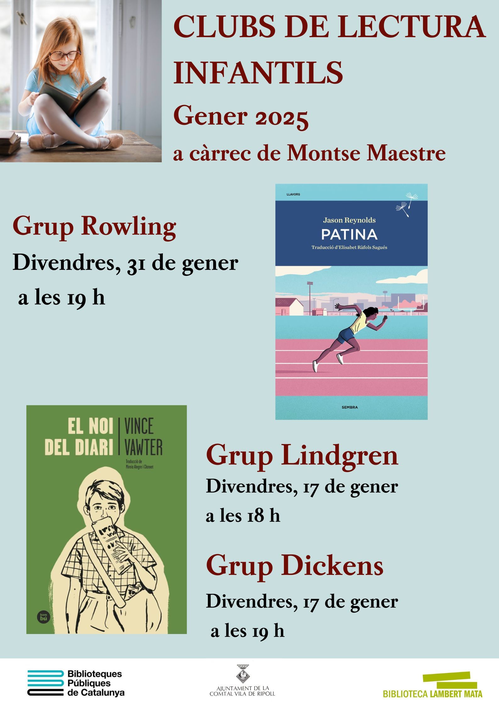 Cartell clubs de lectura infantil gener 2025 Ripoll