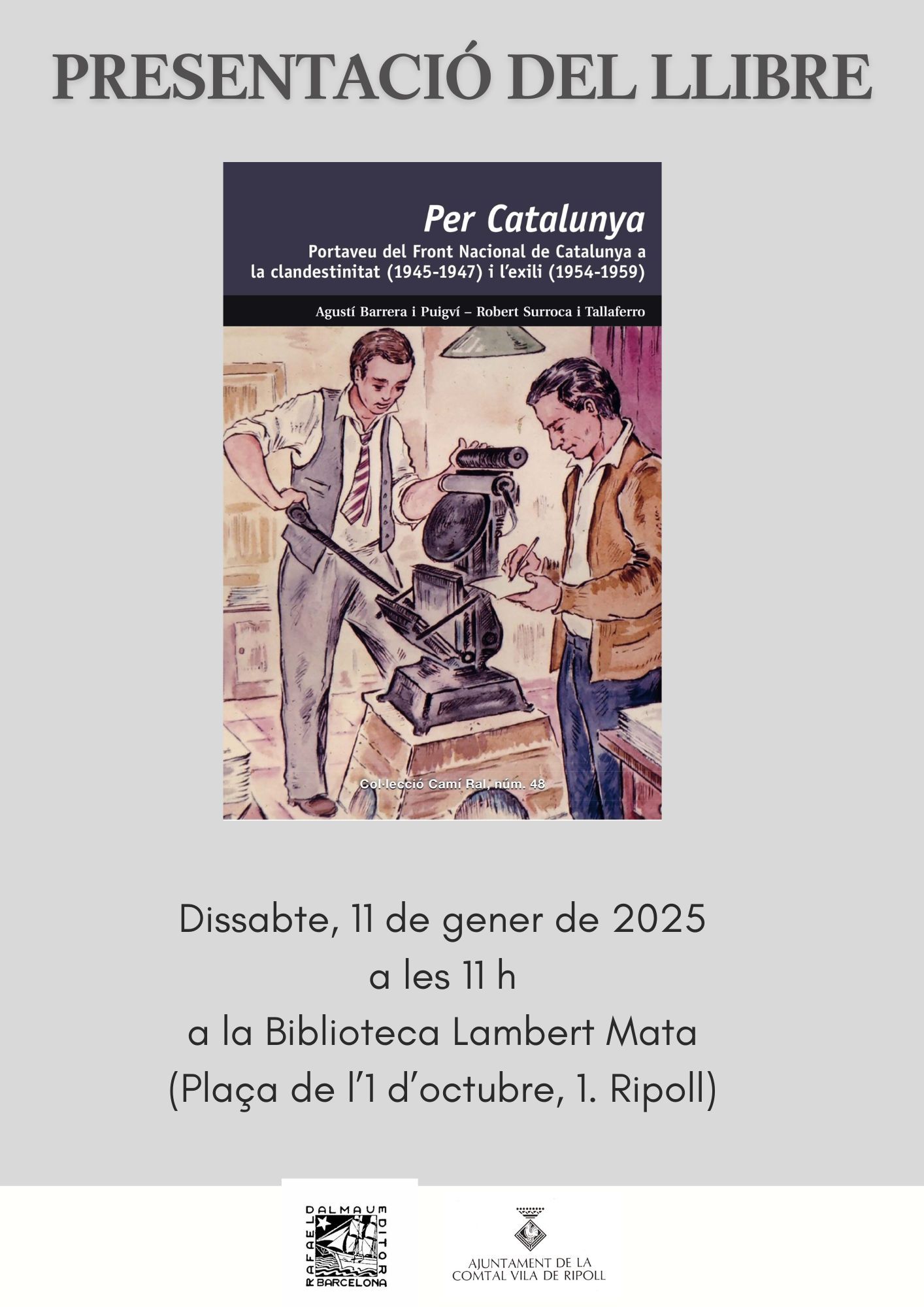 Cartell presentació llibre "Per Catalunya" a Ripoll