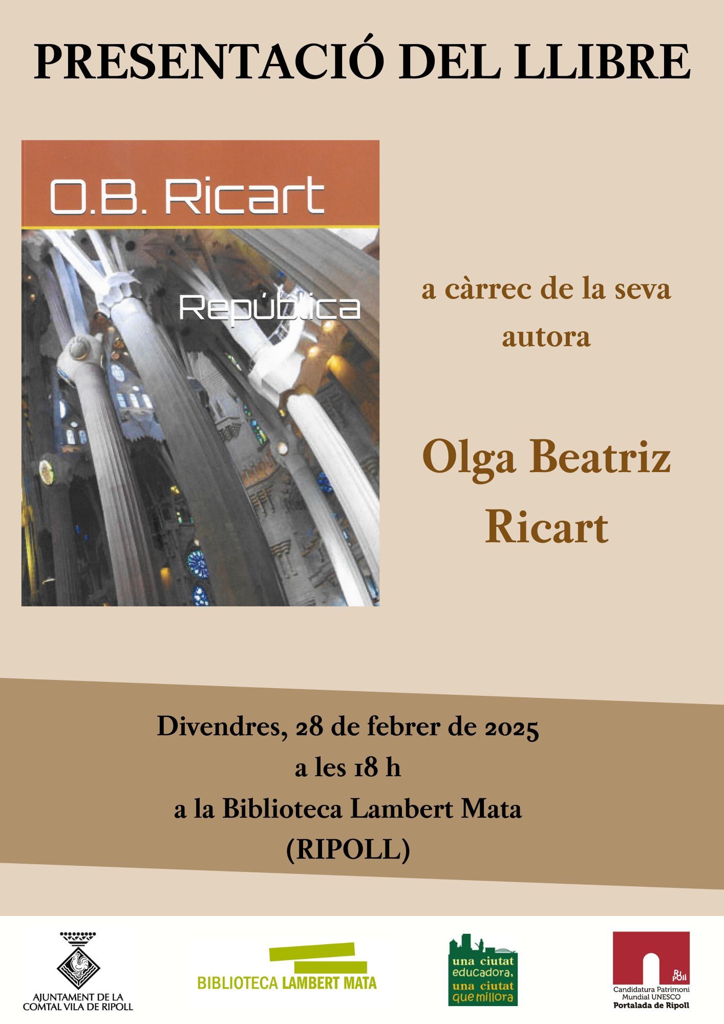 Cartell presentació República d?Olga Beatriz Ricart a Ripoll