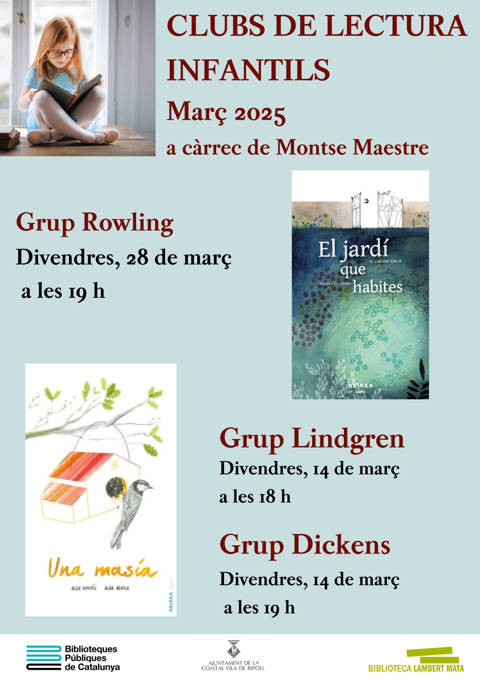 Cartell clubs de lectura infantils març 2025 Ripoll