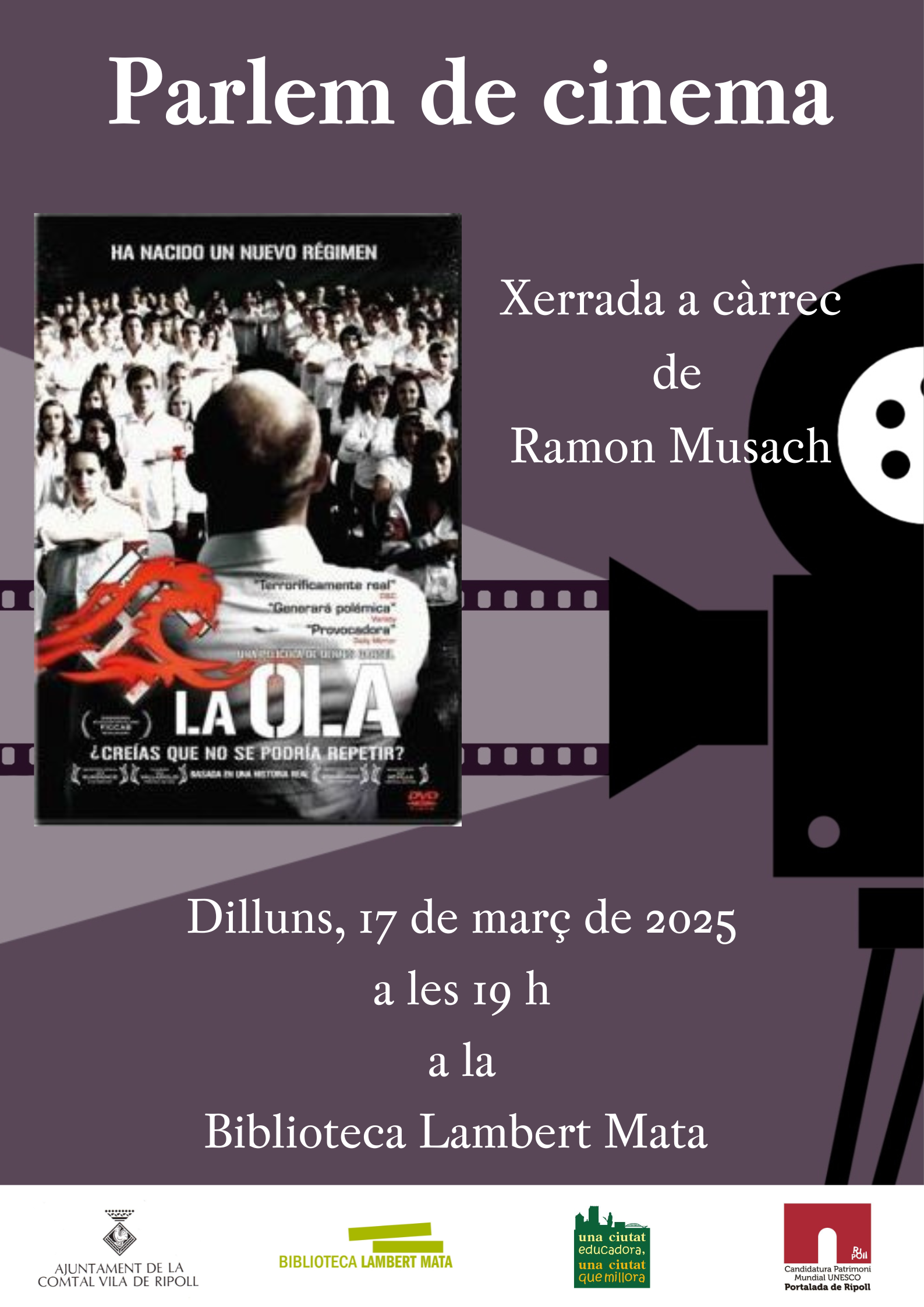 Cartell Parlem de cinema "La Ola" març 2025 Ripoll