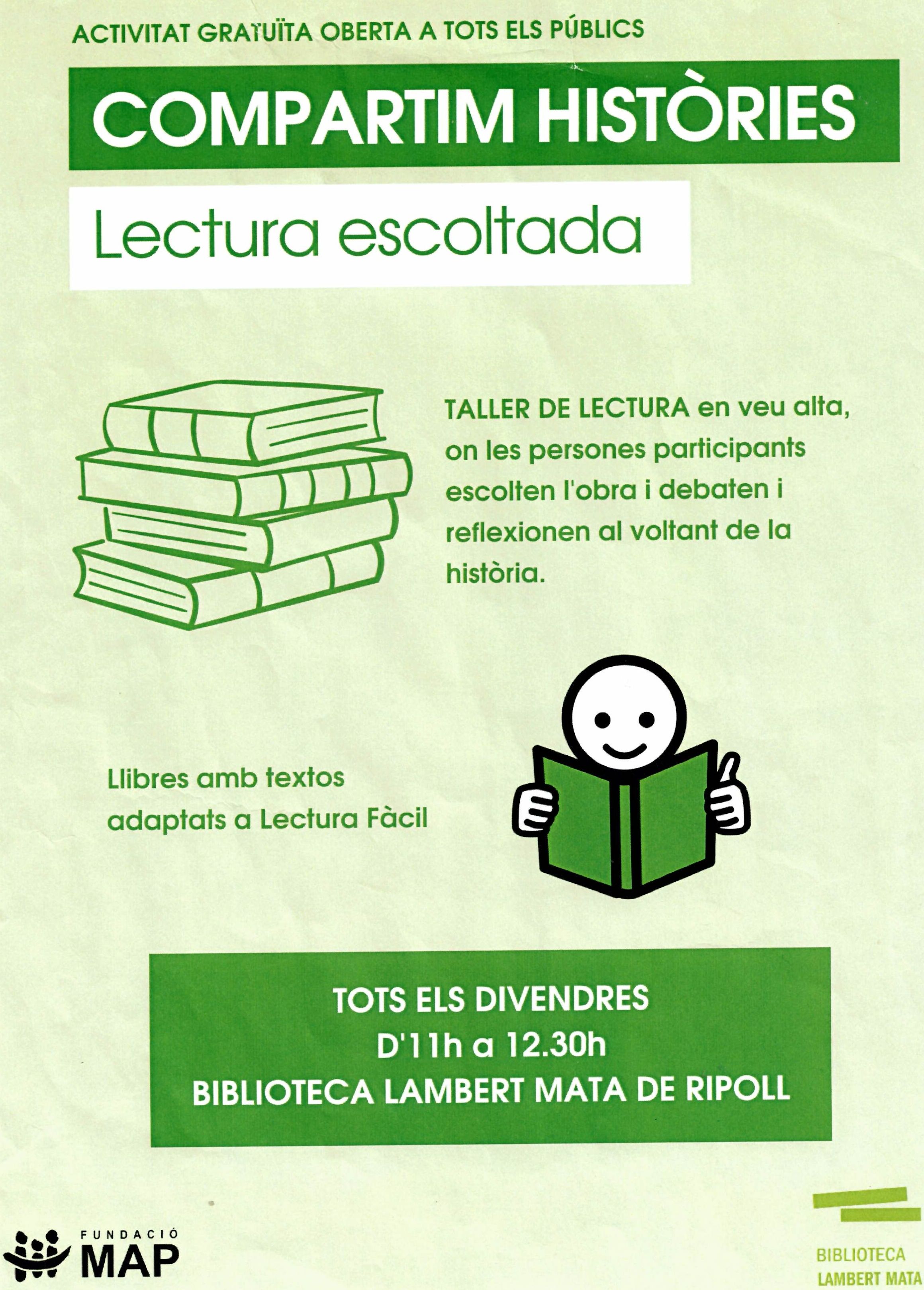 Cartell genèric Club de lectura escoltada: compartim històries