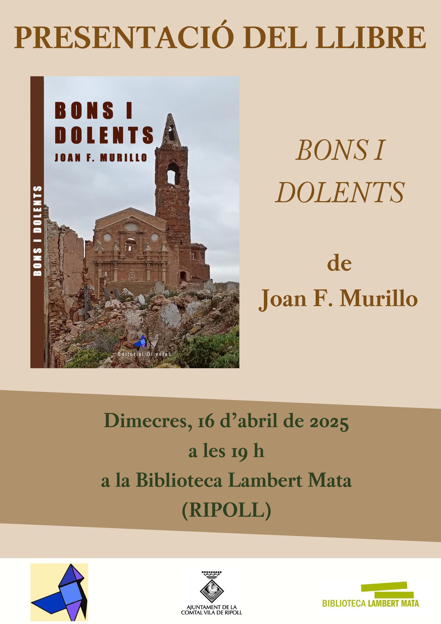 Cartell presentació Bons i dolents de Joan Murillo a Ripoll
