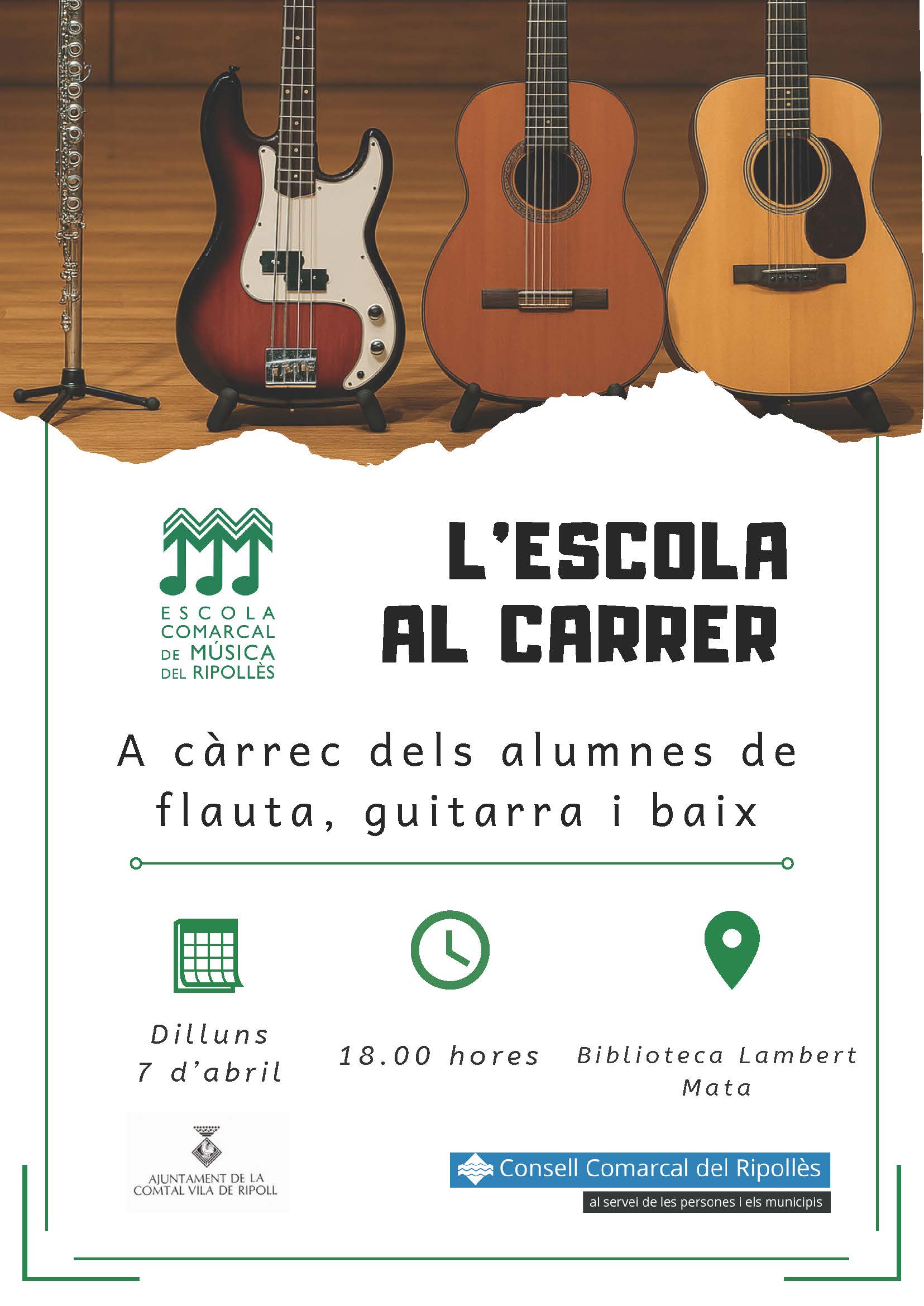 Cartell concert abril 2025 escola música de Ripoll